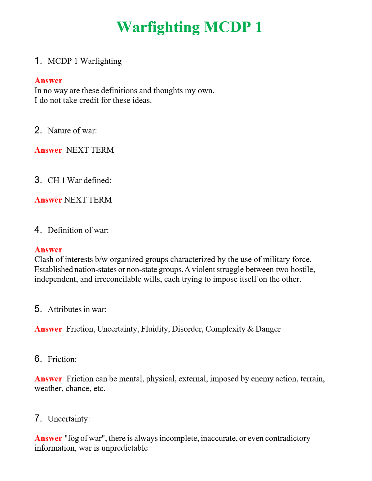 Warfighting MCDP 1 | Actual Questions and Verified Answers ( Included ) 100% Correct