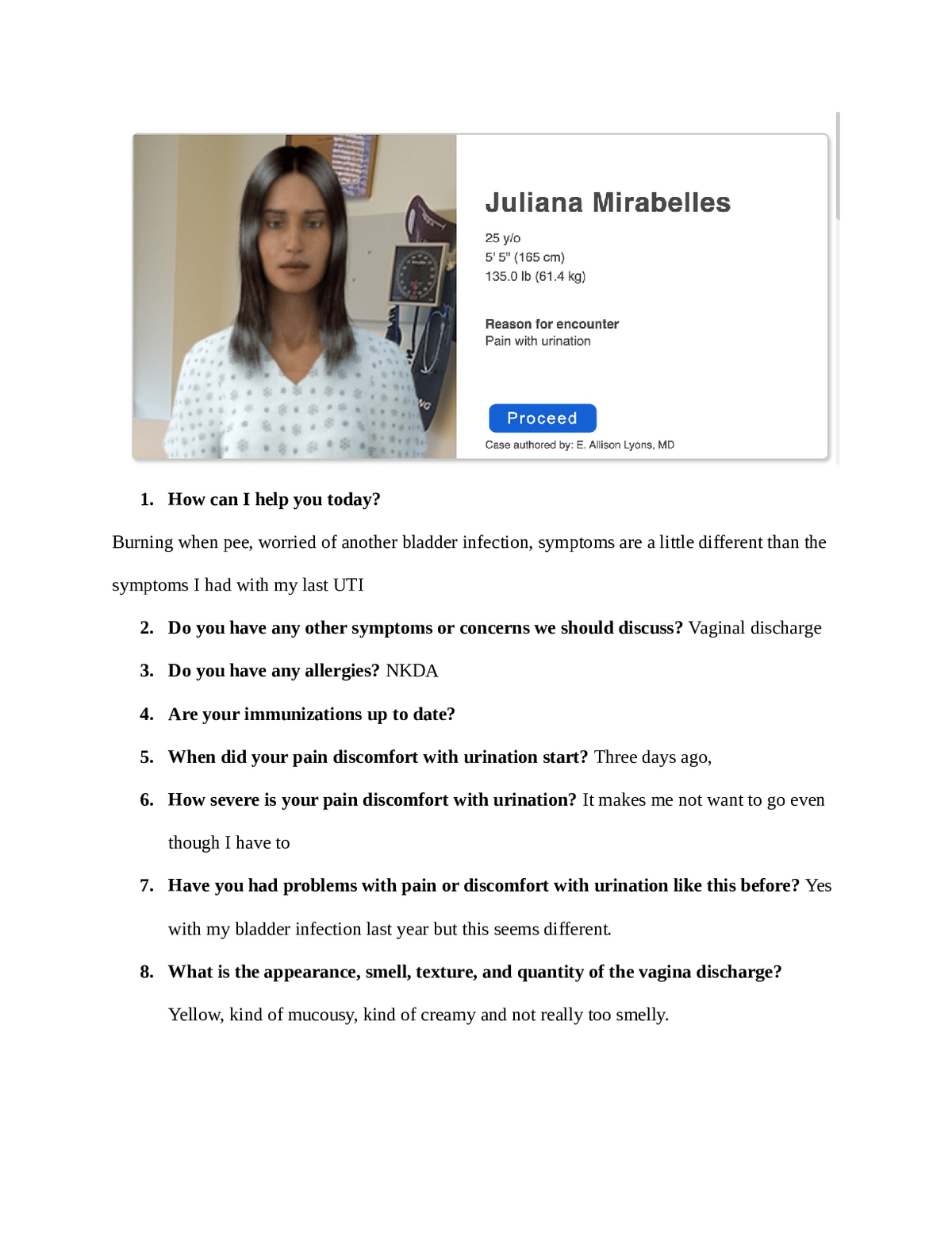NR 602 Week 2 iHuman Case 2 - Juliana A Mirabelles; Complete.