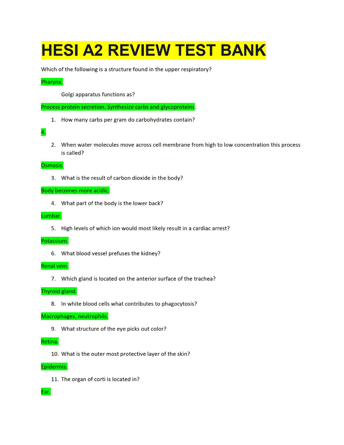 HESI A2 REVIEW 2025 TEST BANK, HESI A2 Anatomy and Physiology, HESI A2 Science, HESI A2 Grammar, HESI A2 Math’s, HESI A2 critical thinking, All Sections Combination in 257 Pages.