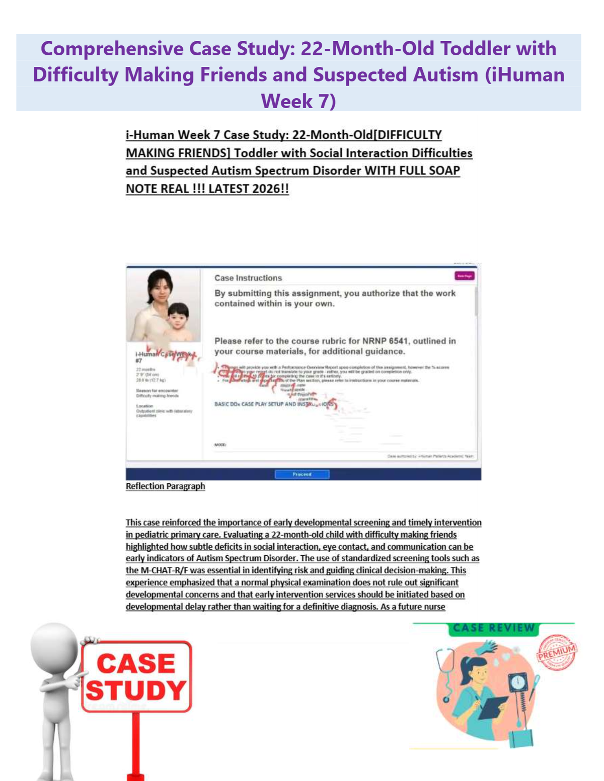 iHuman 22-Month-Old Toddler with Difficulty Making Friends and Suspected Autism Comprehensive Case Study Week 7 - 6541