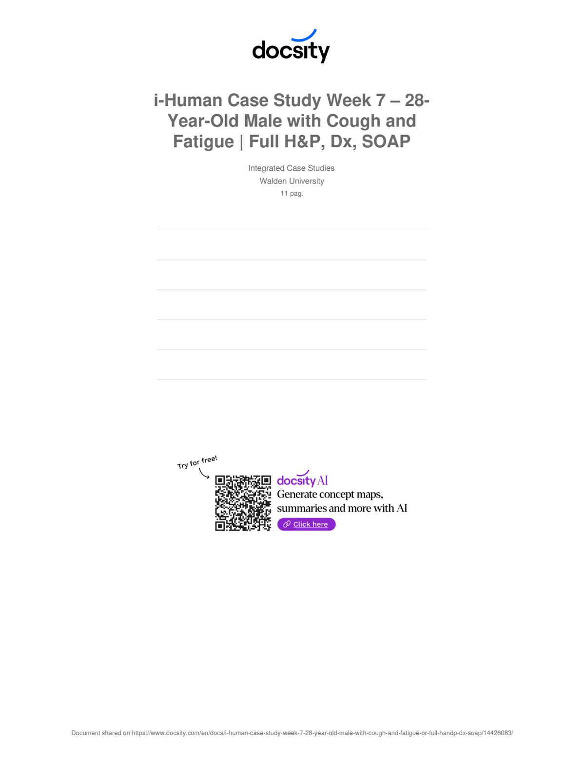 iHuman Case Study 28-Year-Old Male with Cough and Fatigue Week 7 | Full H&P, Dx, SOAP Note, Differential Diagnosis, and Management Plan