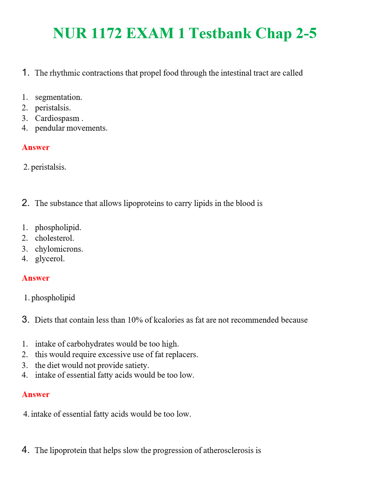 NUR 1172 EXAM 1 CHAP 2-5 | COMPLETE QUESTIONS & ANSWERS (SOLVED) 100% CORRECT