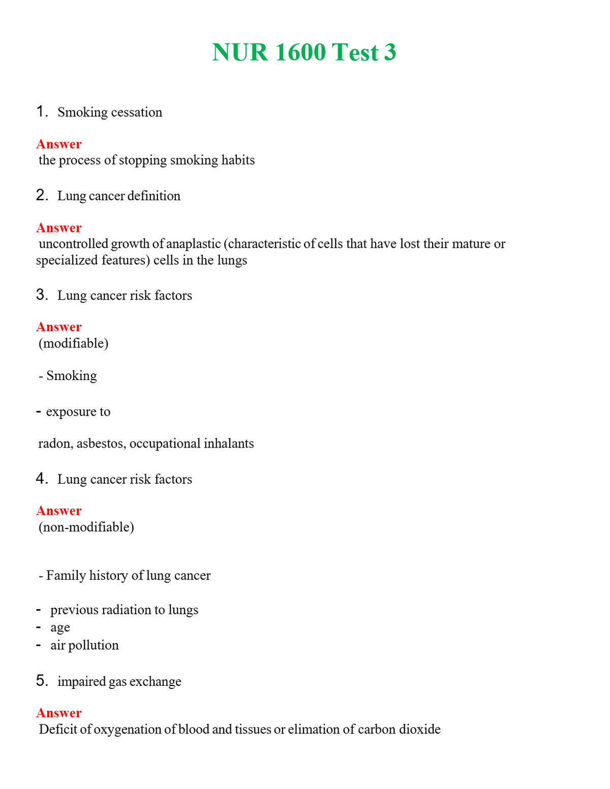 NUR 1600 TEST 3 | QUESTIONS AND ANSWERS INCLUDED