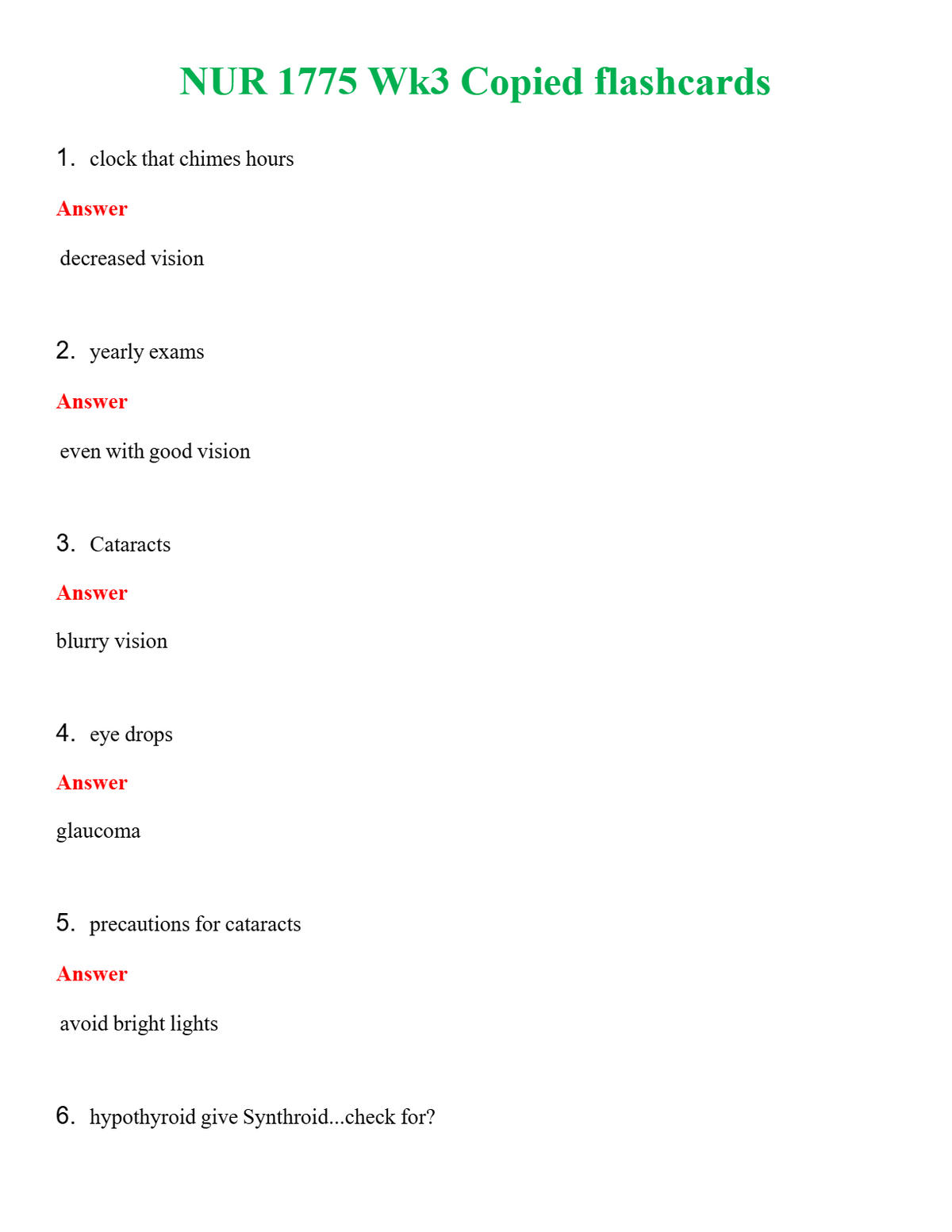 NUR 1775 WK3 COPIED FLASHCARDS | GRADED A+ QUESTIONS & ANSWERS