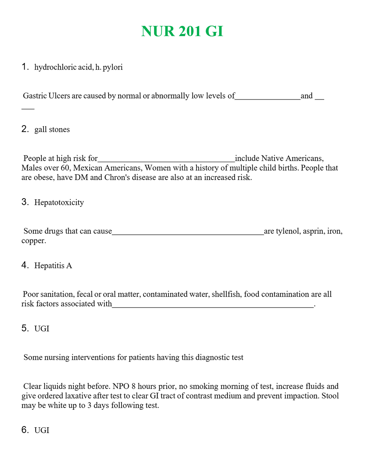 NUR 201 GI | GRADED A+ QUESTIONS AND ANSWERS (SOLVED)