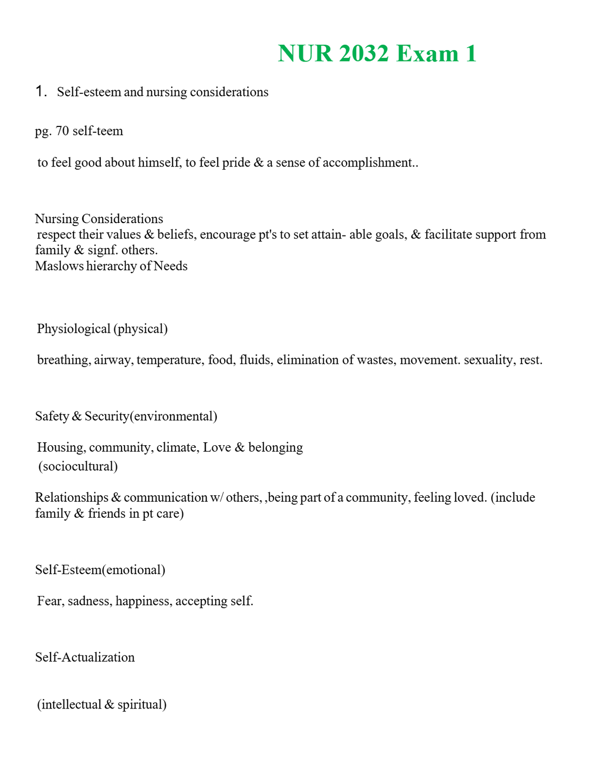 NUR 2032 EXAM 1 | COMPLETE ANSWERS 100% CORRECT