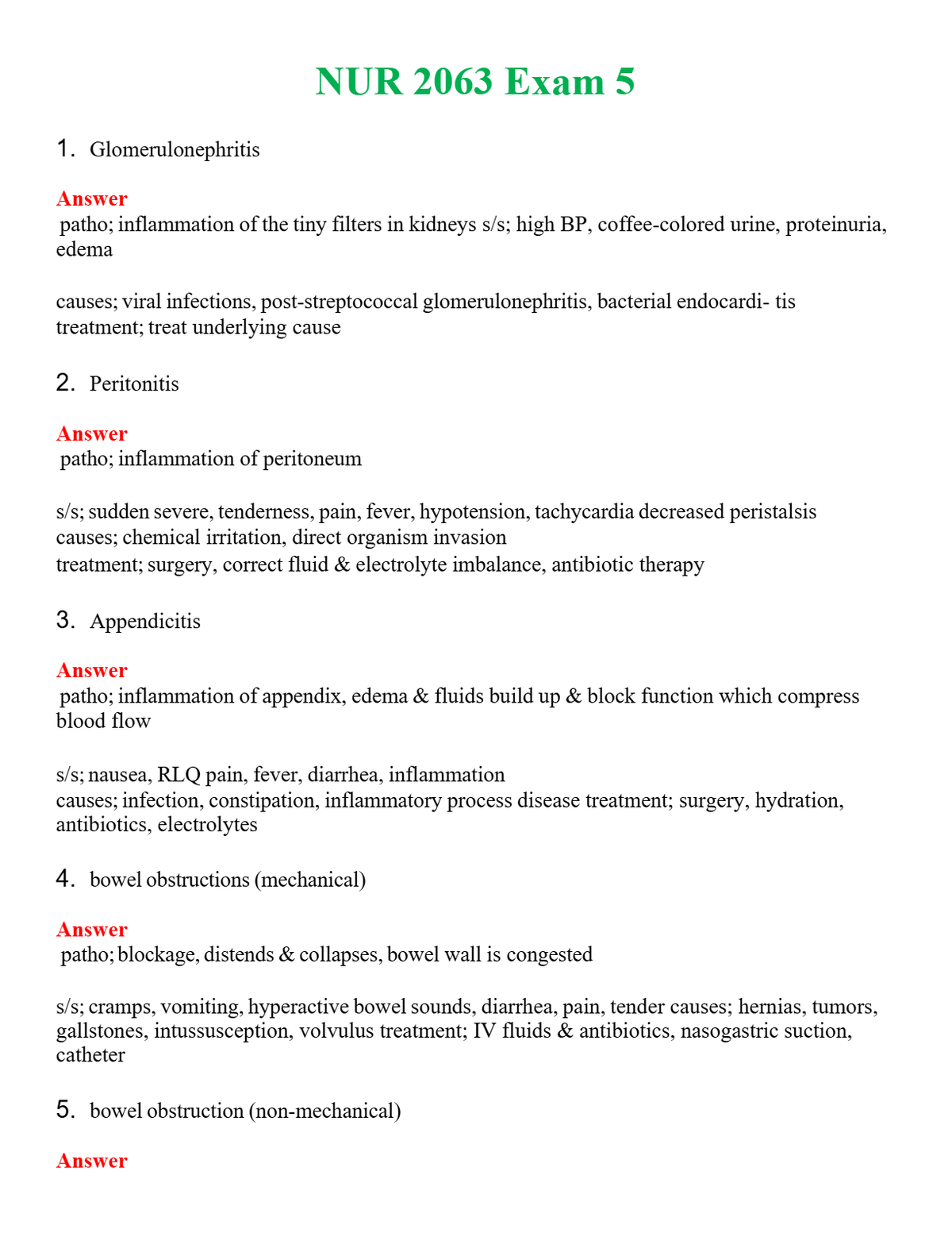 NUR 2063 EXAM 5 | ALL Q&AS BRAND NEW GUARANTEED A+++