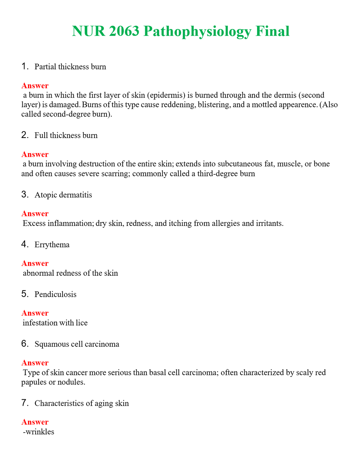 NUR 2063 PATHOPHYSIOLOGY FINAL | QUESTIONS & ANSWERS (SOLVED)