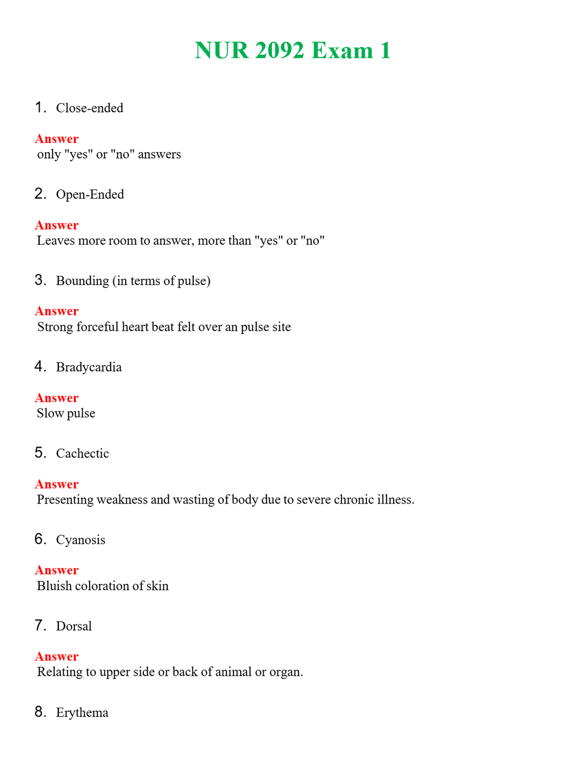 NUR 2092 EXAM 1 | PASSED | A+ RATED GUIDE | NEW FULL EXAM