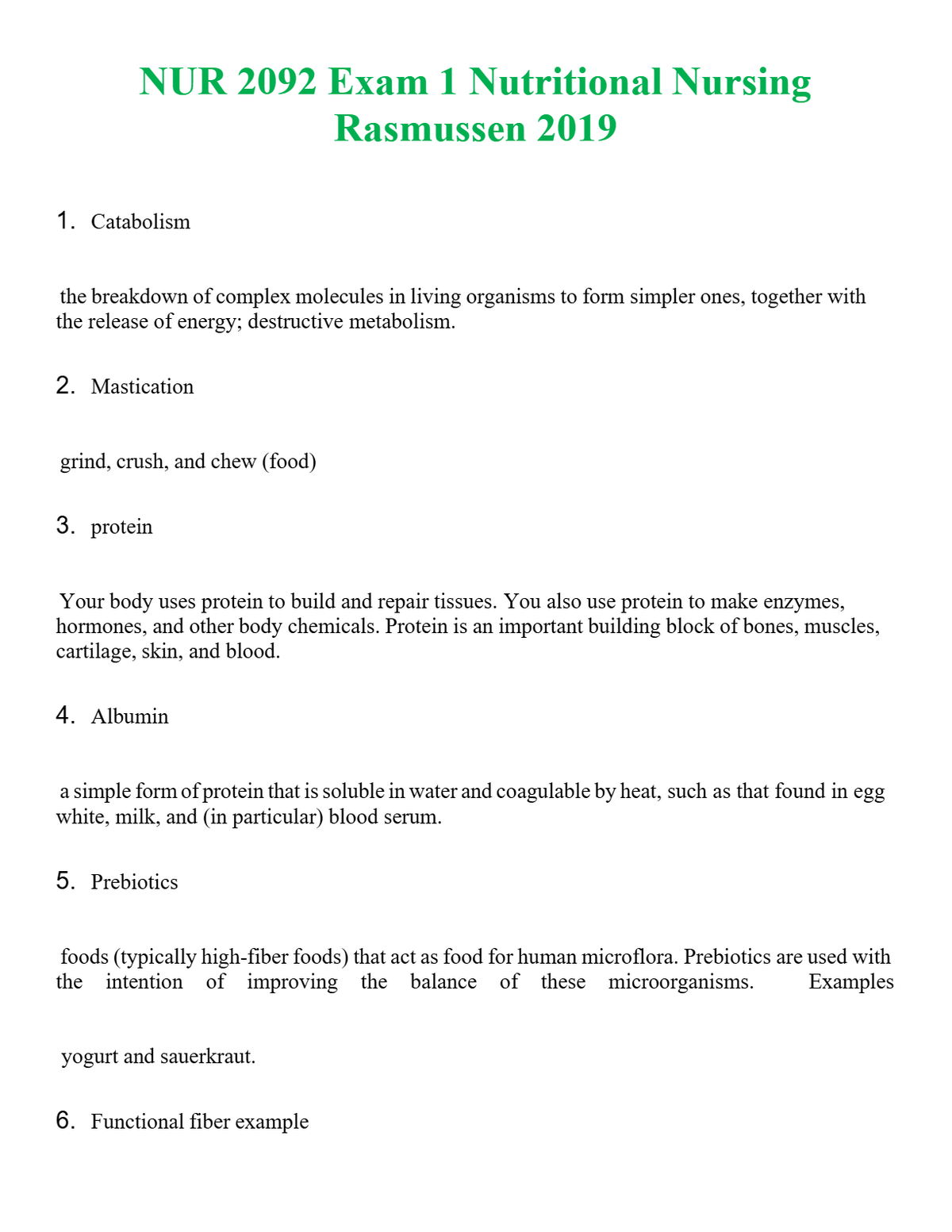 NUR 2092 EXAM 1 NUTRITIONAL NURSING RASMUSSEN 2019 | A+ RATED GUIDE | QUESTIONS AND ANSWERS (SOLVED)