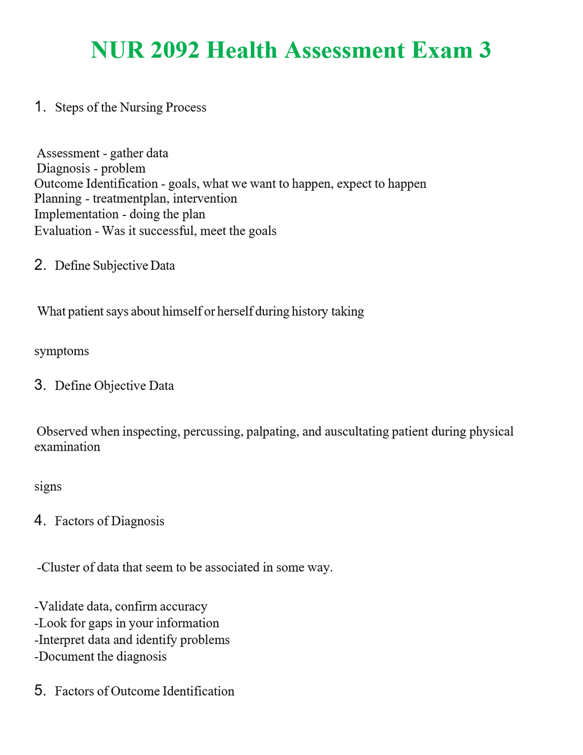 NUR 2092 HEALTH ASSESSMENT EXAM 3 | GRADED A+ QUESTIONS & ANSWERS