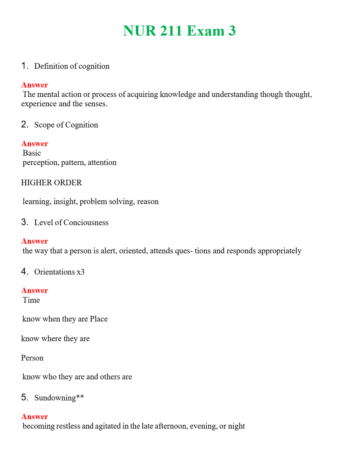 NUR 211 EXAM 3 | (ACTUAL EXAM ) QUESTIONS AND ANSWERS (SOLVED)