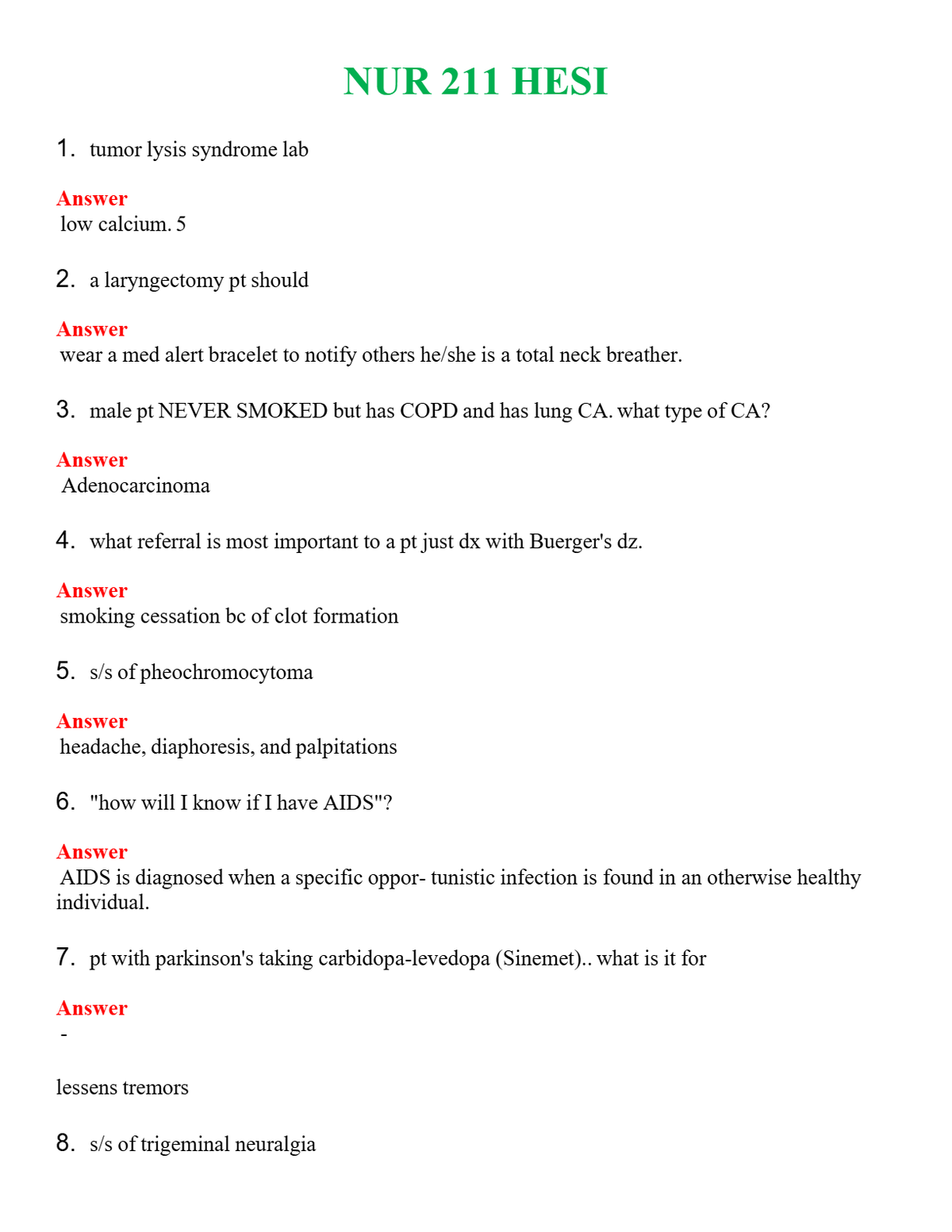 NUR 211 HESI | WITH 100% VERIFIED ANSWERS