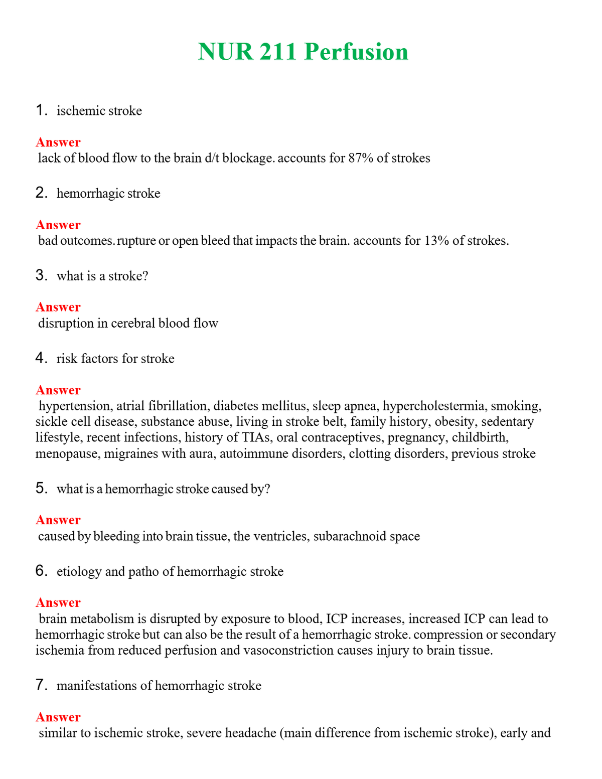 NUR 211 PERFUSION | PASSED | A+ RATED GUIDE | NEW FULL EXAM