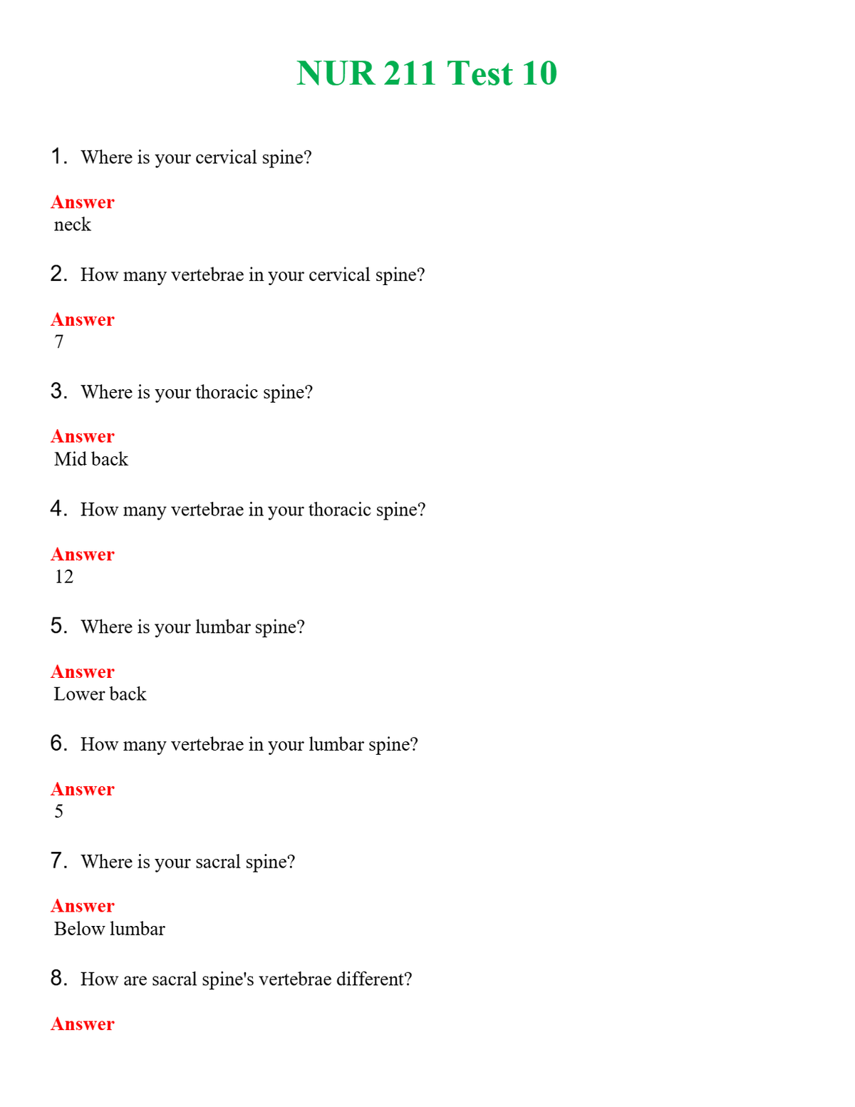 NUR 211 TEST 10 | PASSED | A+ RATED GUIDE | NEW FULL EXAM