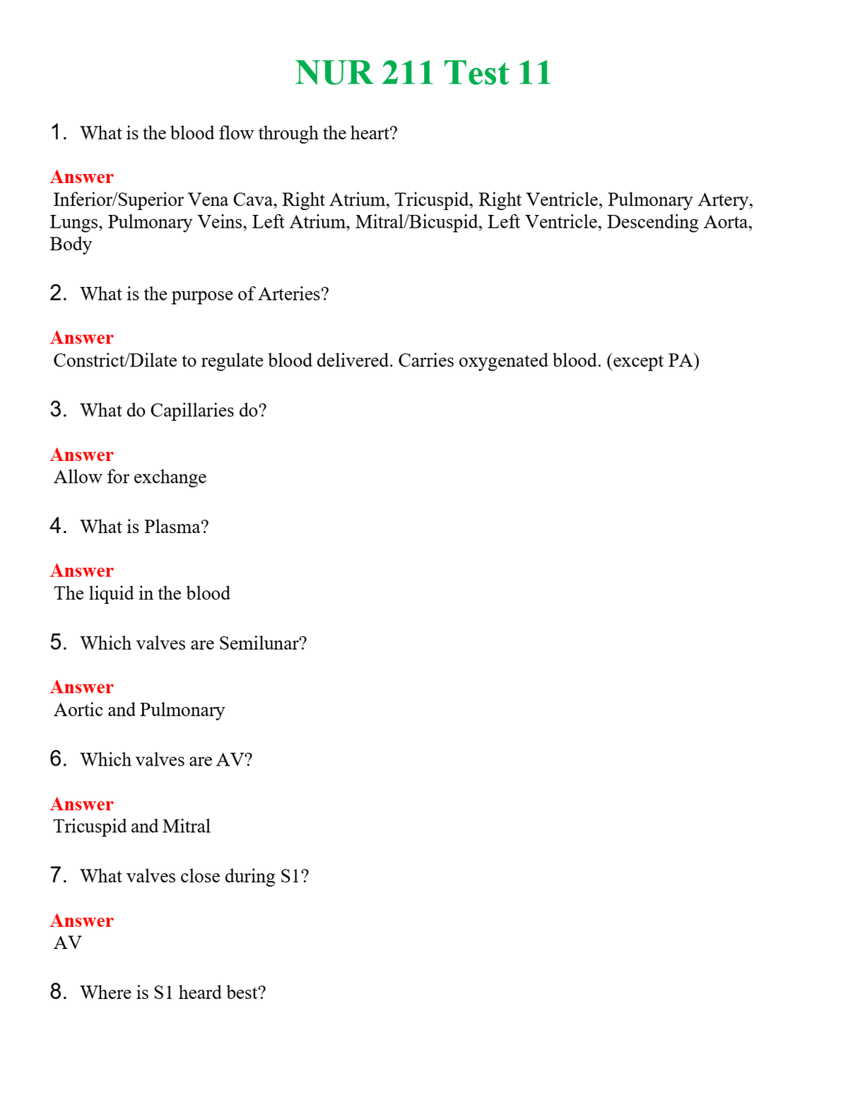 NUR 211 TEST 11 | A SOLVED 100% CORRECT