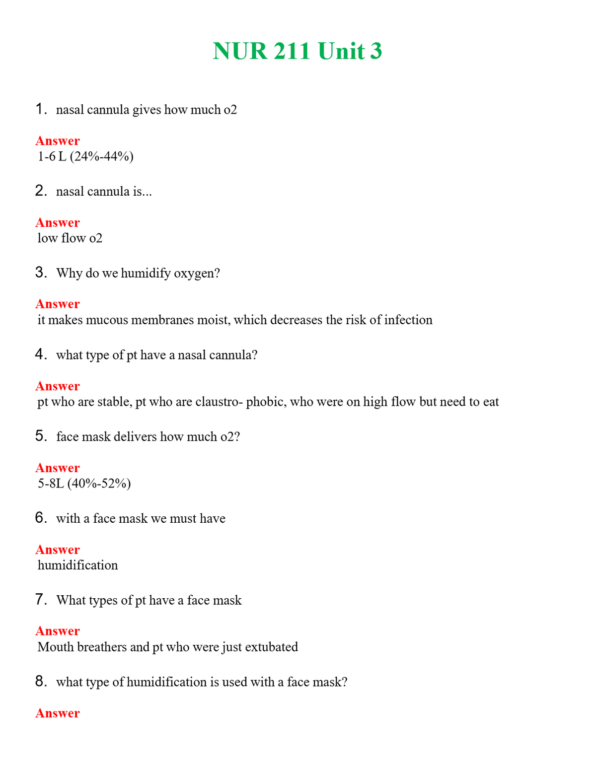 NUR 211 UNIT 3 | WITH 100% VERIFIED ANSWERS