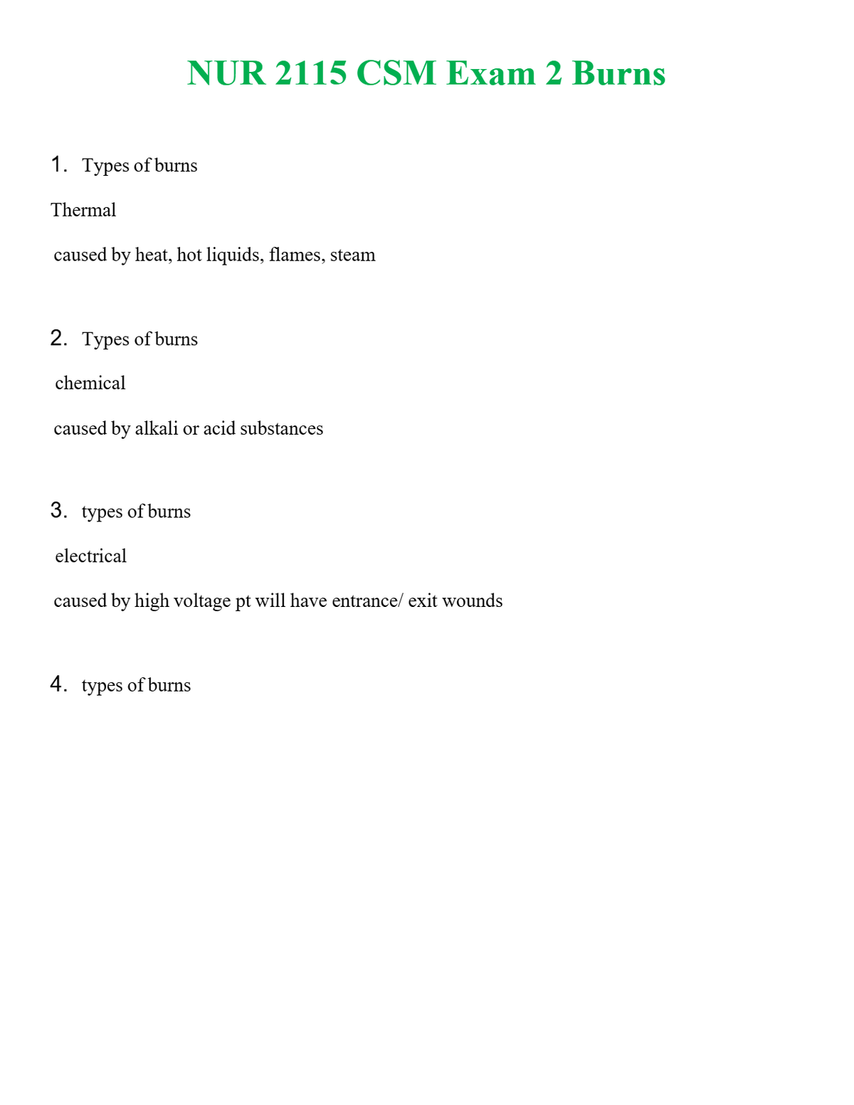 NUR 2115 CSM EXAM 2 BURNS | WITH 100% VERIFIED ANSWERS