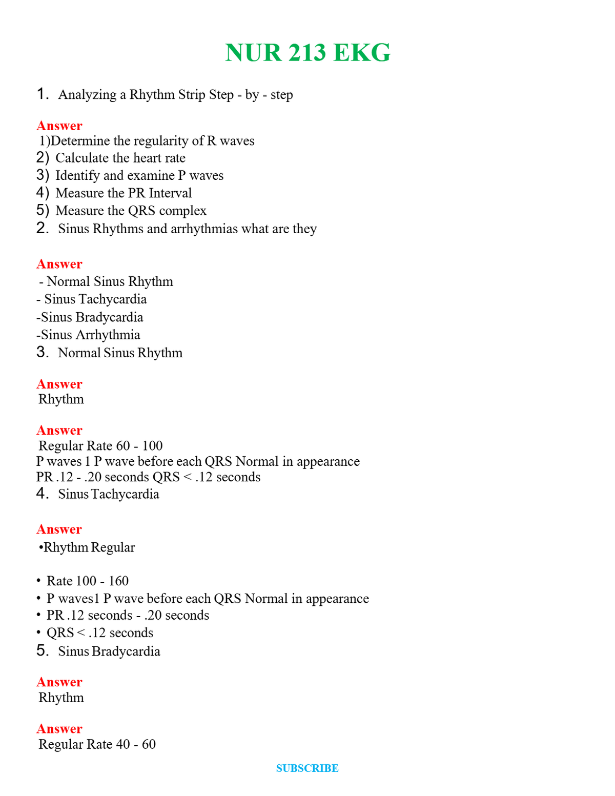 NUR 213 EKG | PASSED | A+ RATED GUIDE | NEW FULL EXAM