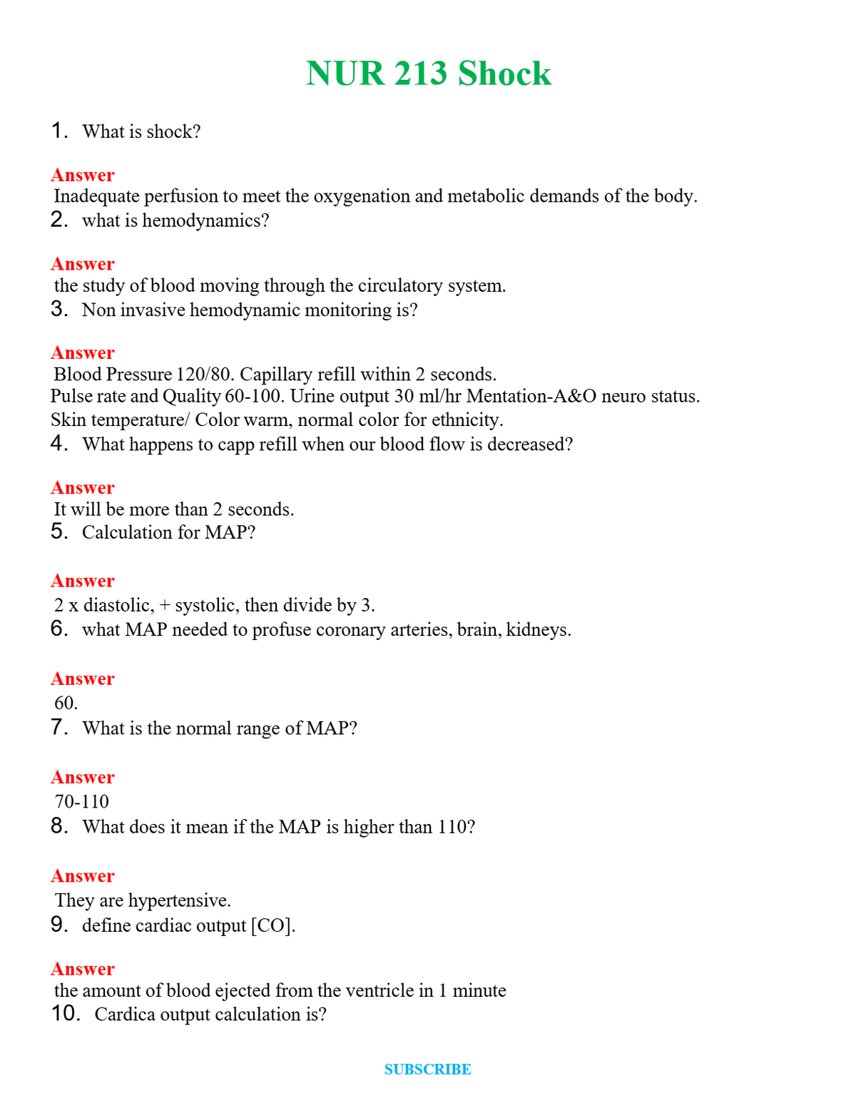 NUR 213 SHOCK | (ACTUAL EXAM ) QUESTIONS AND ANSWERS (SOLVED)