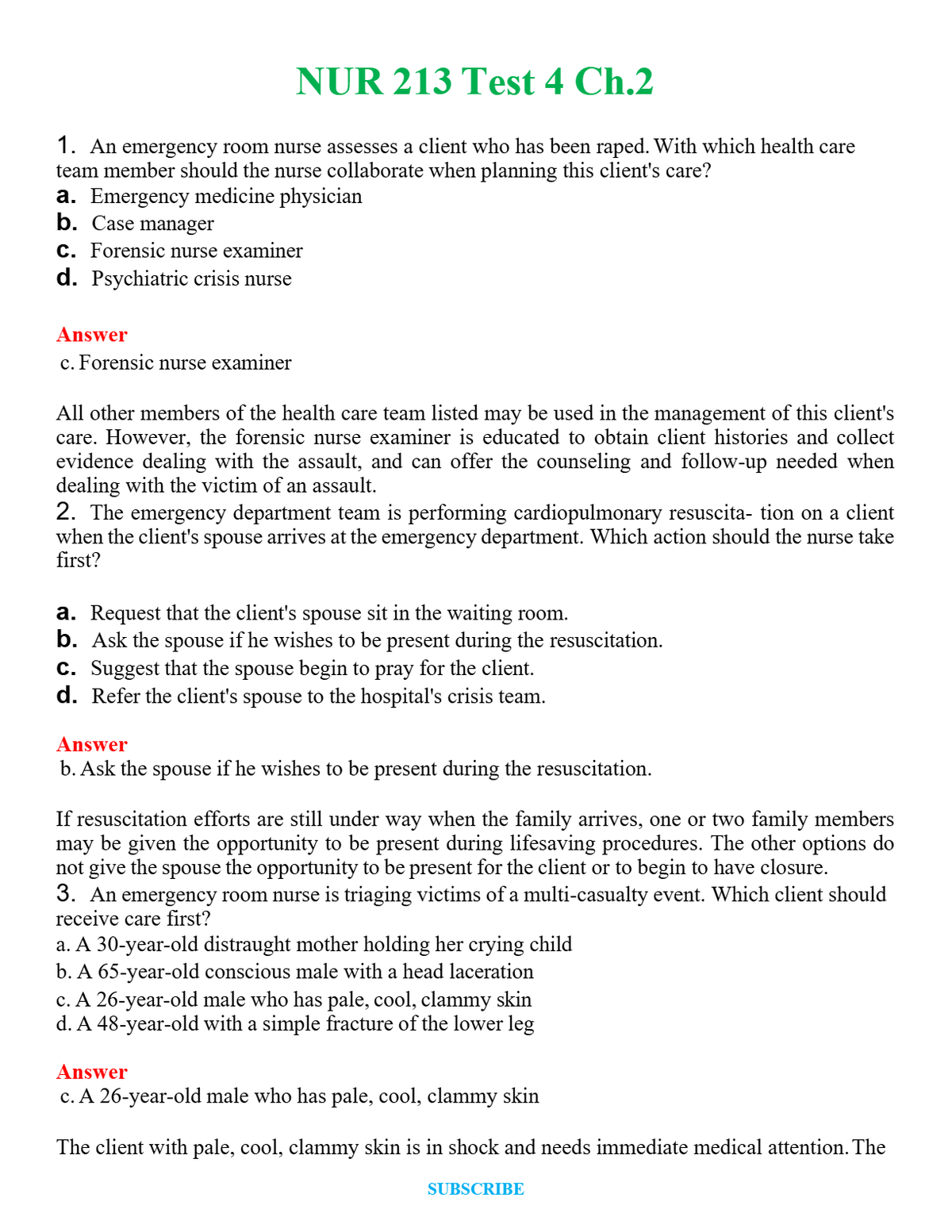 NUR 213 TEST 4 CH.2 | GRADED A+ QUESTIONS AND ANSWERS (SOLVED)