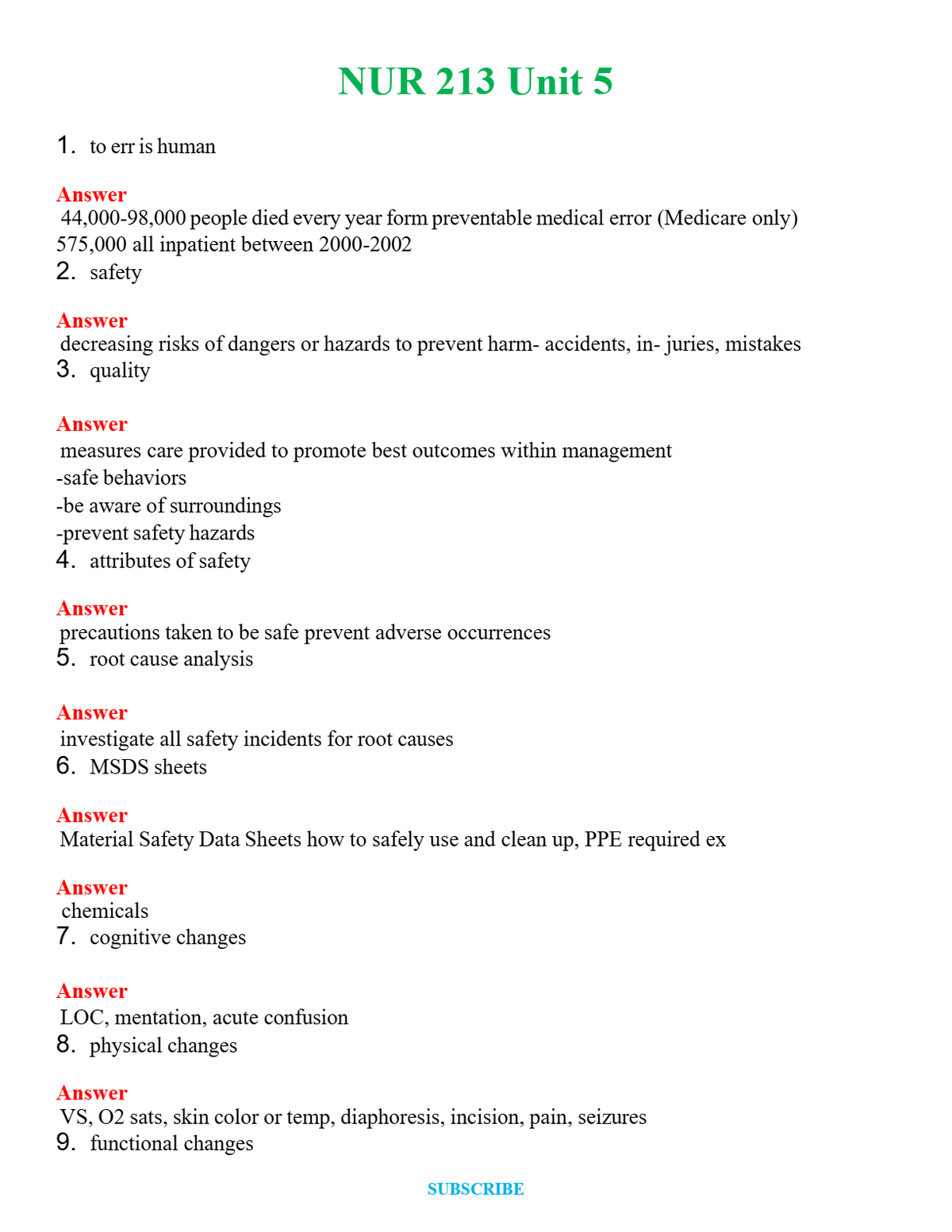 NUR 213 UNIT 5 | GRADED A+ QUESTIONS & ANSWERS