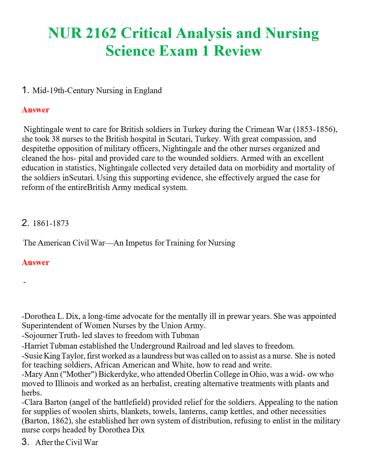 NUR 2162 CRITICAL ANALYSIS AND NURSING SCIENCE EXAM 1 REVIEW | GRADED A+ QUESTIONS AND ANSWERS (SOLVED)