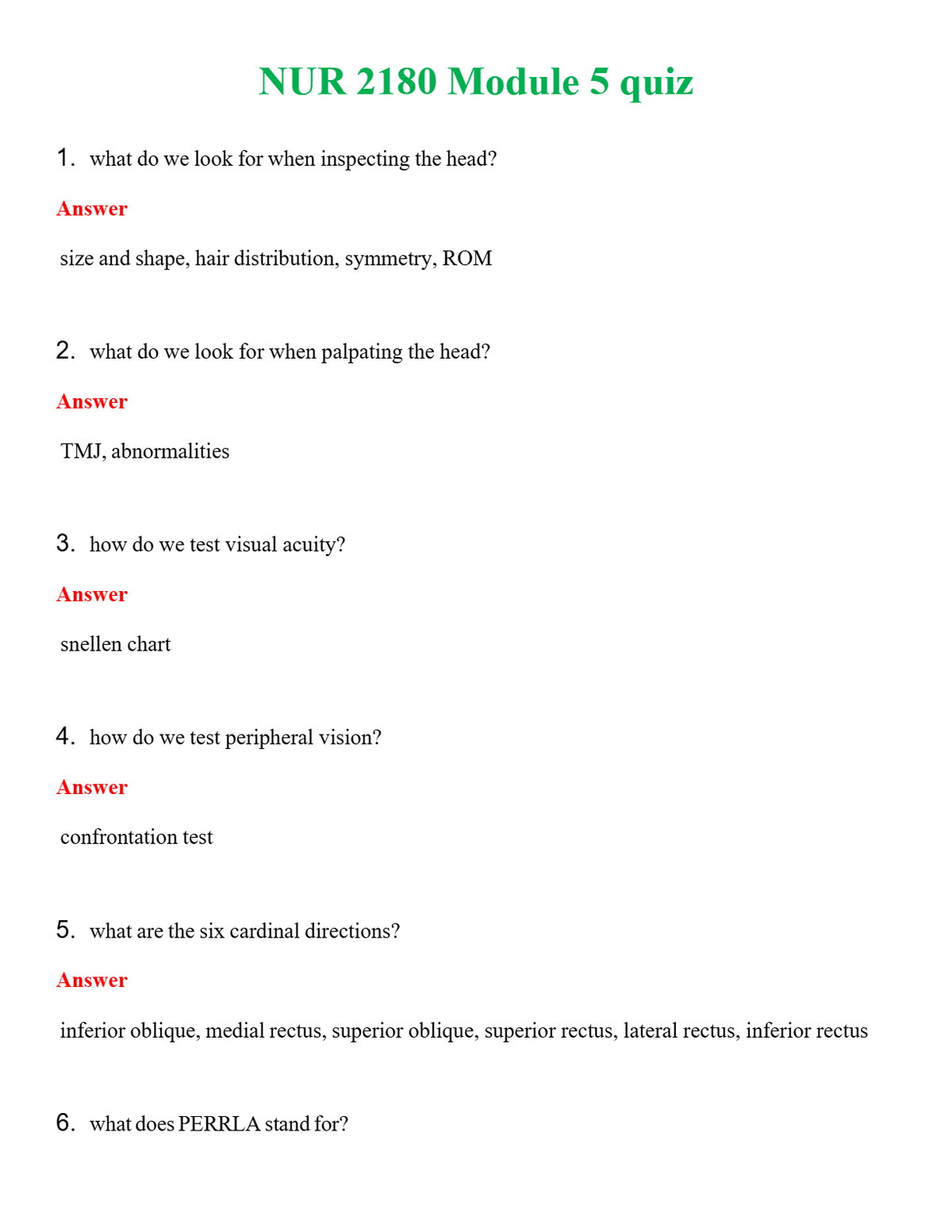 NUR 2180 MODULE 5 QUIZ | NEW FULL QUESTIONS AND ANSWERS 100% CORRECT