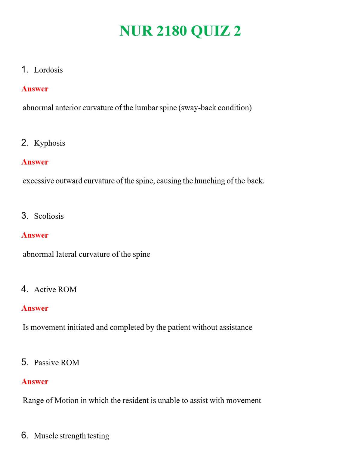 NUR 2180 QUIZ 2 | GRADED A+ QUESTIONS & ANSWERS