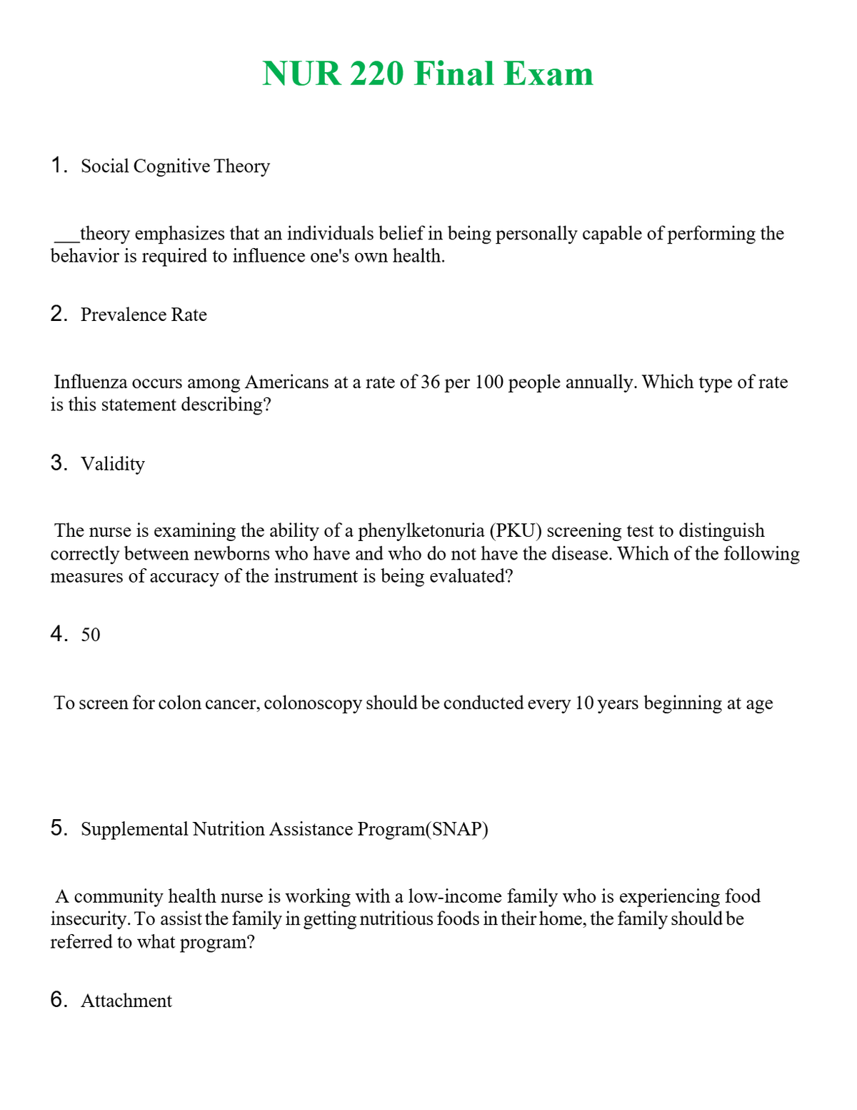NUR 220 FINAL EXAM | WITH 100% VERIFIED ANSWERS