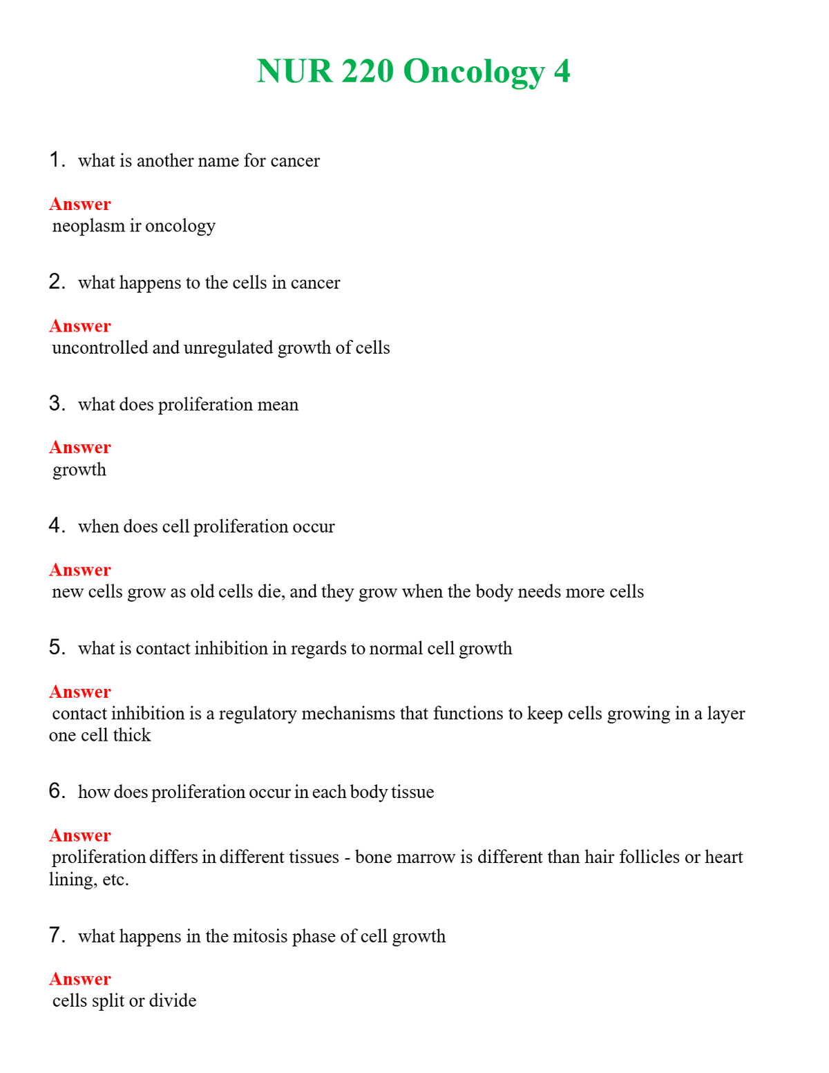 NUR 220 ONCOLOGY 4 | GRADED A+ QUESTIONS & ANSWERS