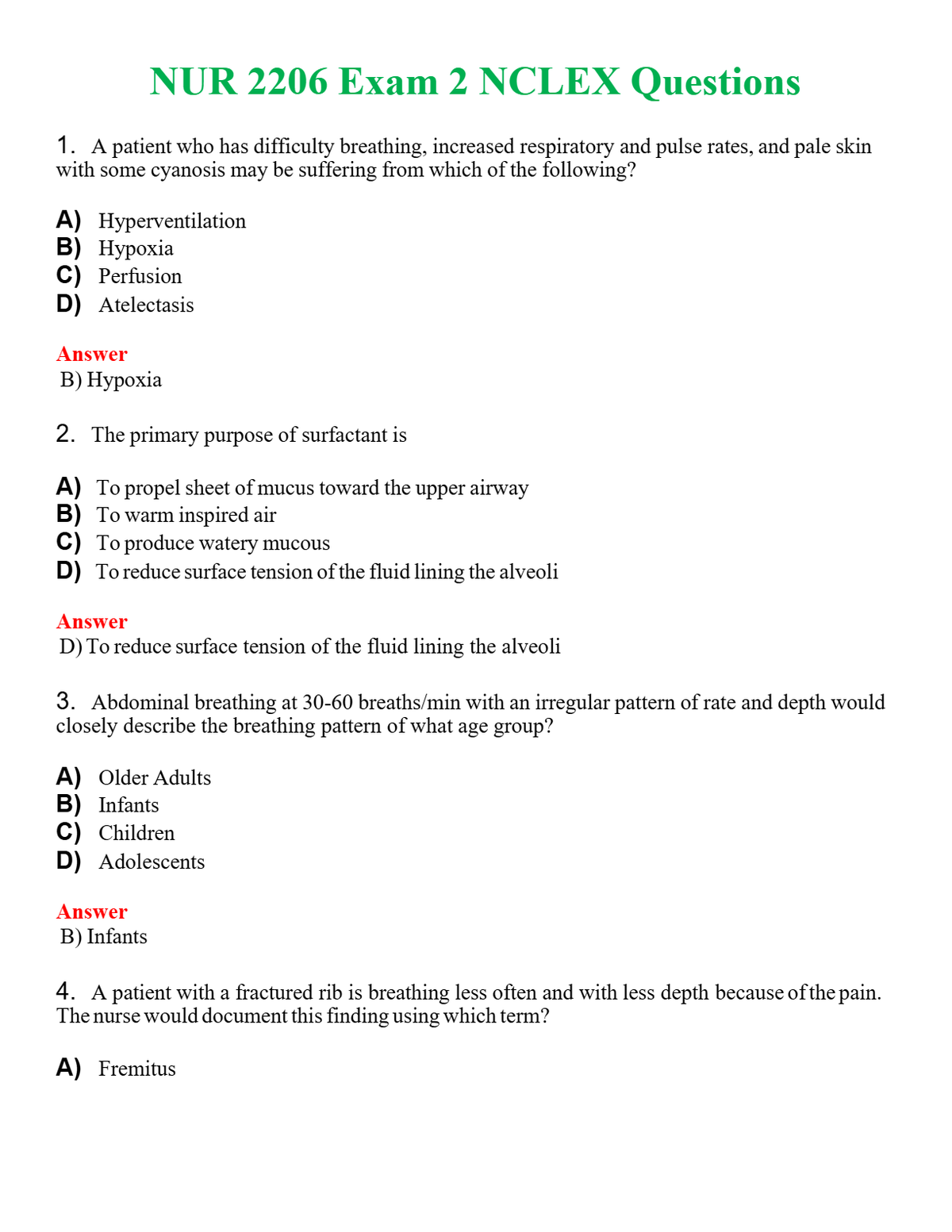 NUR 2206 EXAM 2 NCLEX QUESTIONS | A+ RATED GUIDE | QUESTIONS AND ANSWERS (SOLVED