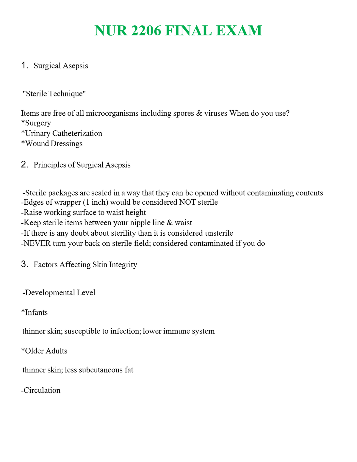 NUR 2206 FINAL EXAM | A++ EXAM WITH ALL NEW QS & AS - GUARANTEED PASS!