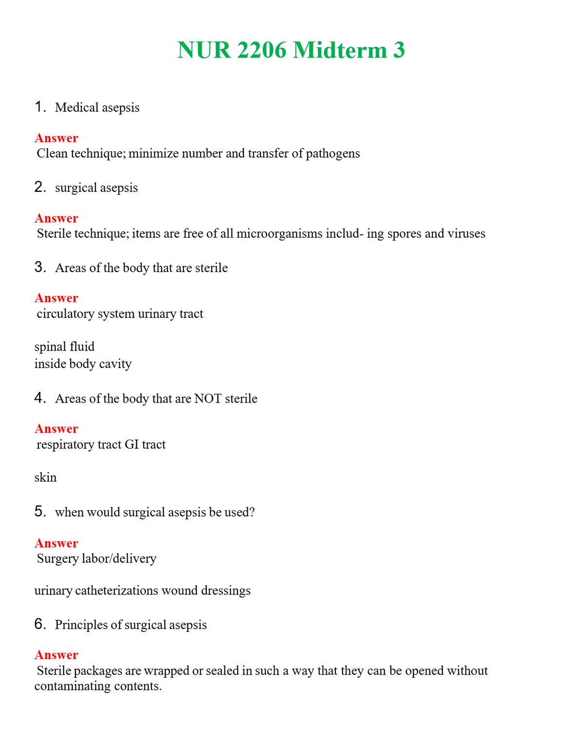 NUR 2206 MIDTERM 3 | NEW FULL QUESTIONS AND ANSWERS 100% CORRECT