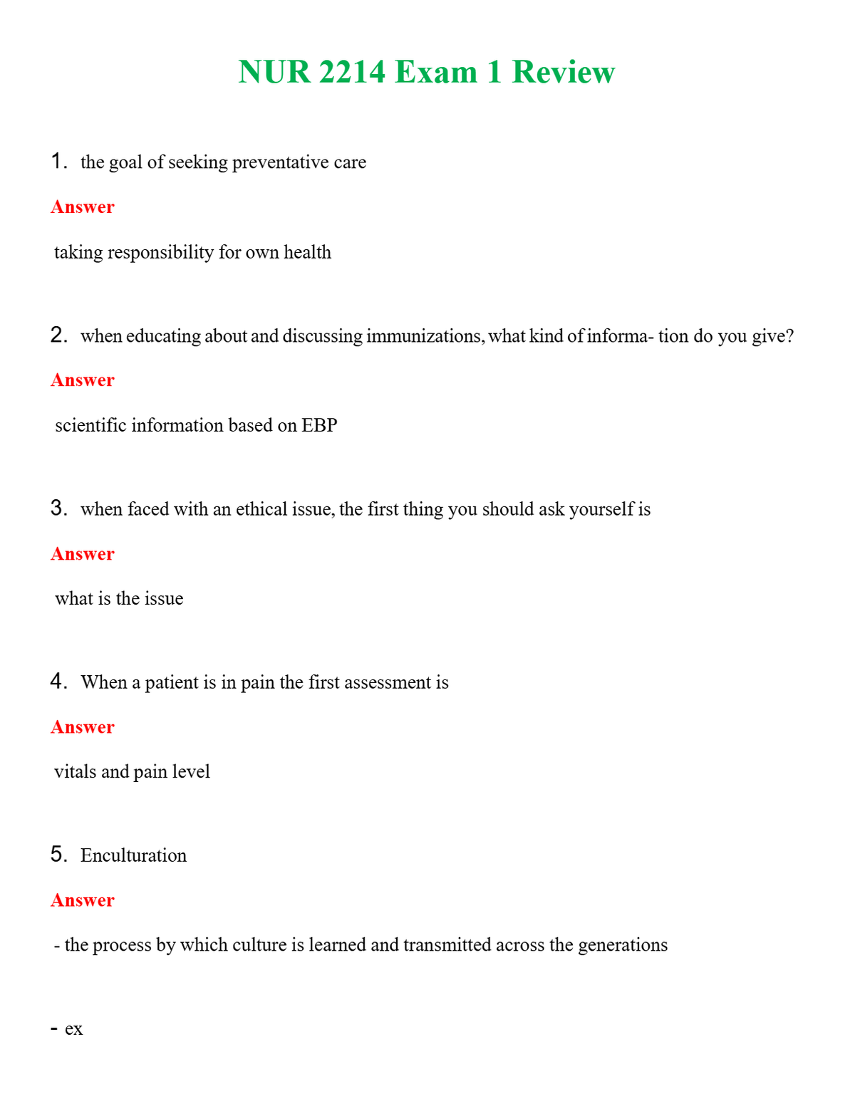 NUR 2214 EXAM 1 REVIEW | (ACTUAL EXAM ) QUESTIONS AND ANSWERS (SOLVED)