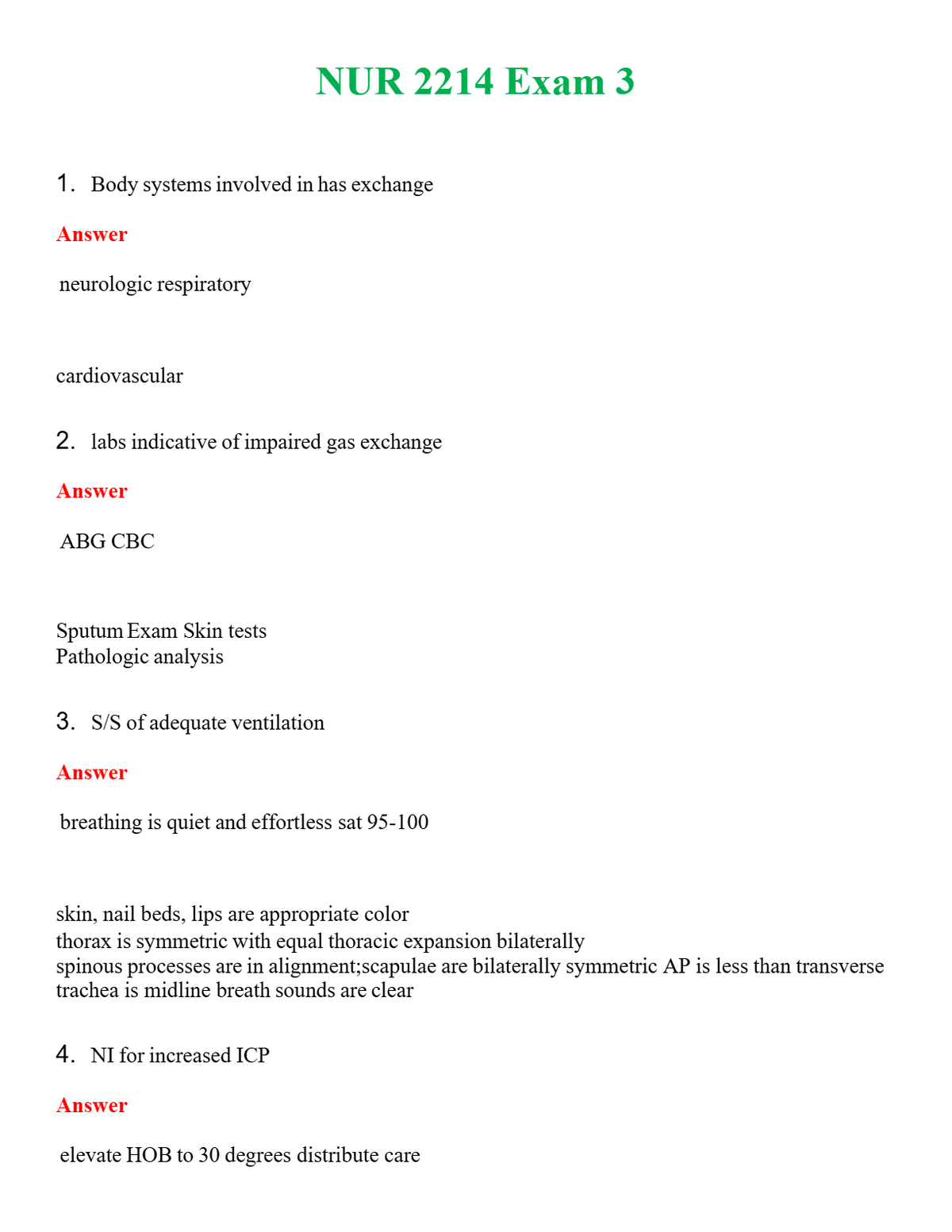 NUR 2214 EXAM 3 | QUESTIONS & ANSWERS (SOLVED)