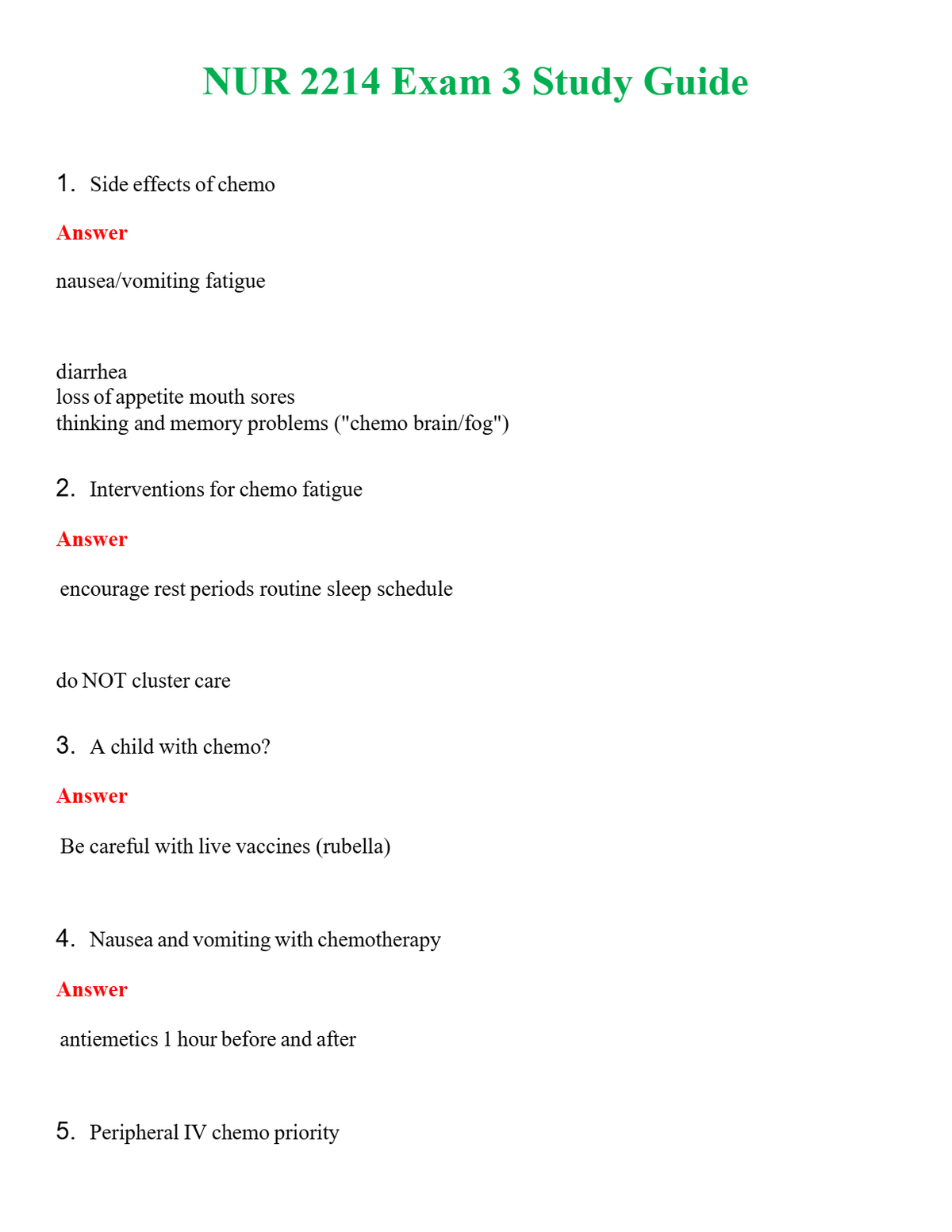 NUR 2214 EXAM 3 STUDY GUIDE | PASSED | A+ RATED GUIDE | NEW FULL EXAM