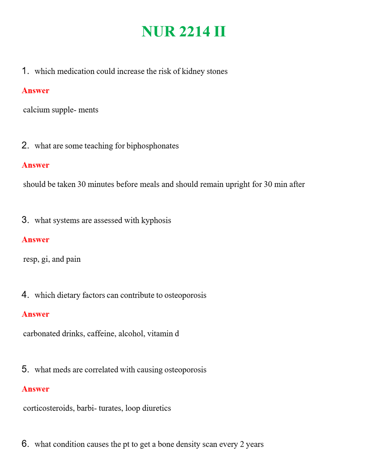 NUR 2214 II | A+ RATED GUIDE | QUESTIONS AND ANSWERS (SOLVED)