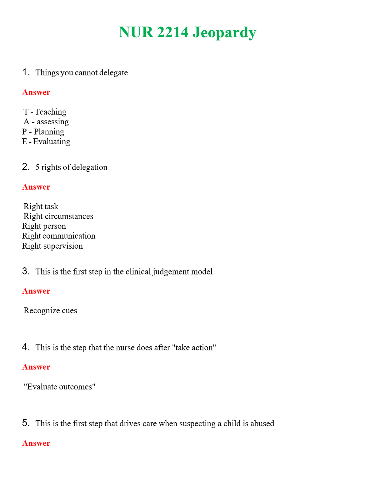 NUR 2214 JEOPARDY | GRADED A+ QUESTIONS AND ANSWERS (SOLVED)