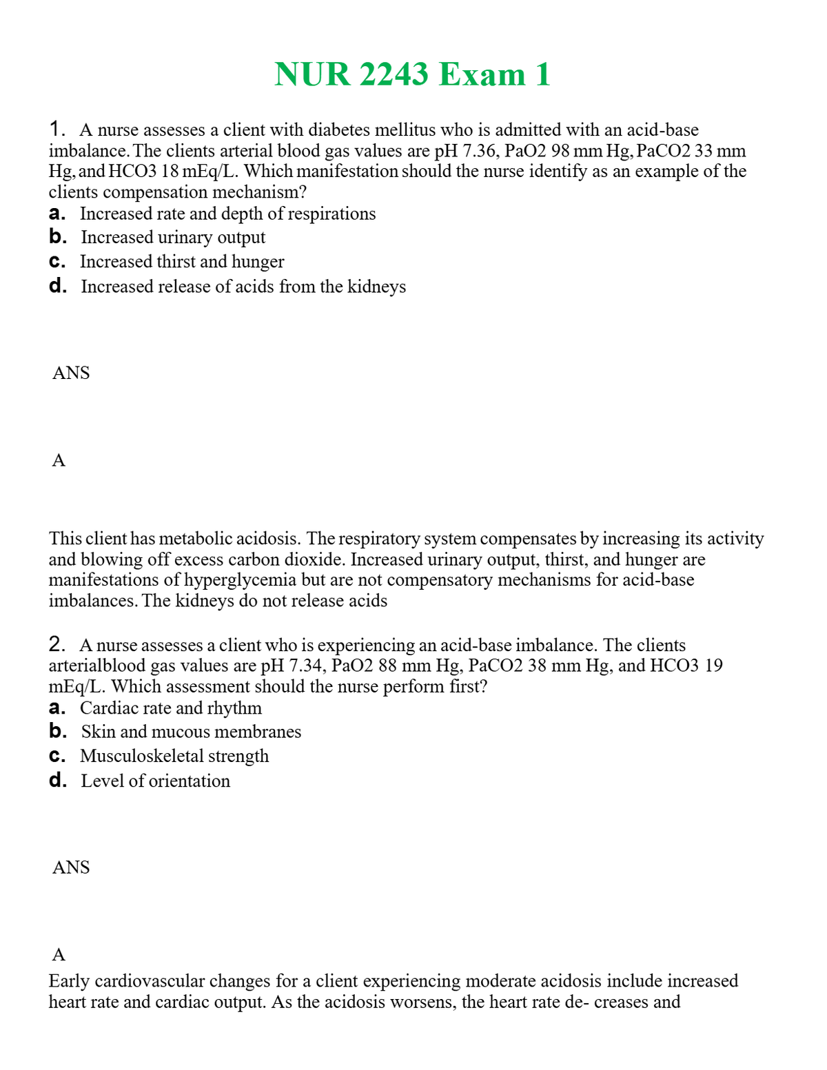 NUR 2243 EXAM 1 | A++ EXAM WITH ALL NEW QS & AS - GUARANTEED PASS!