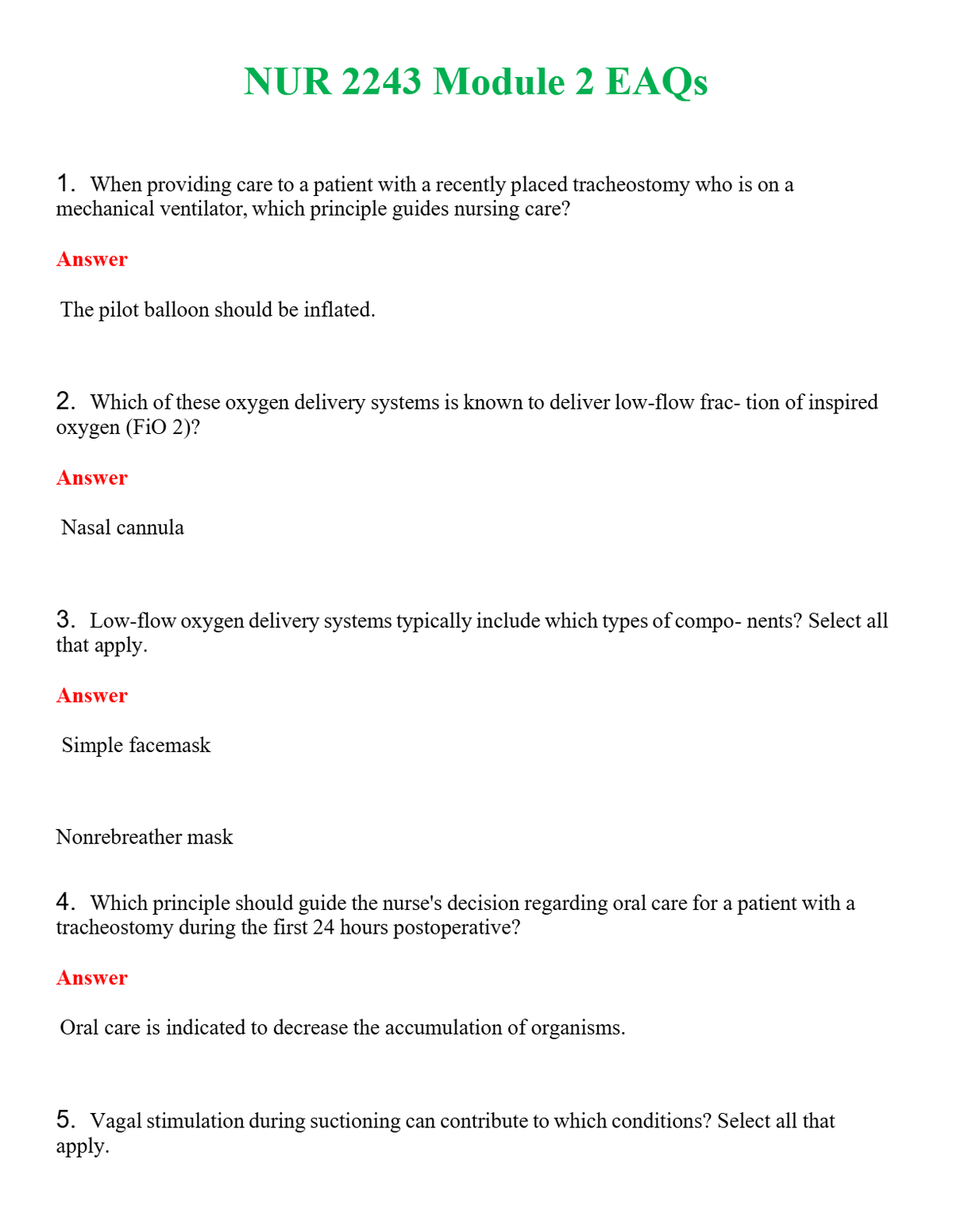 NUR 2243 MODULE 2 EAQS | NEW FULL QUESTIONS AND ANSWERS 100% CORRECT