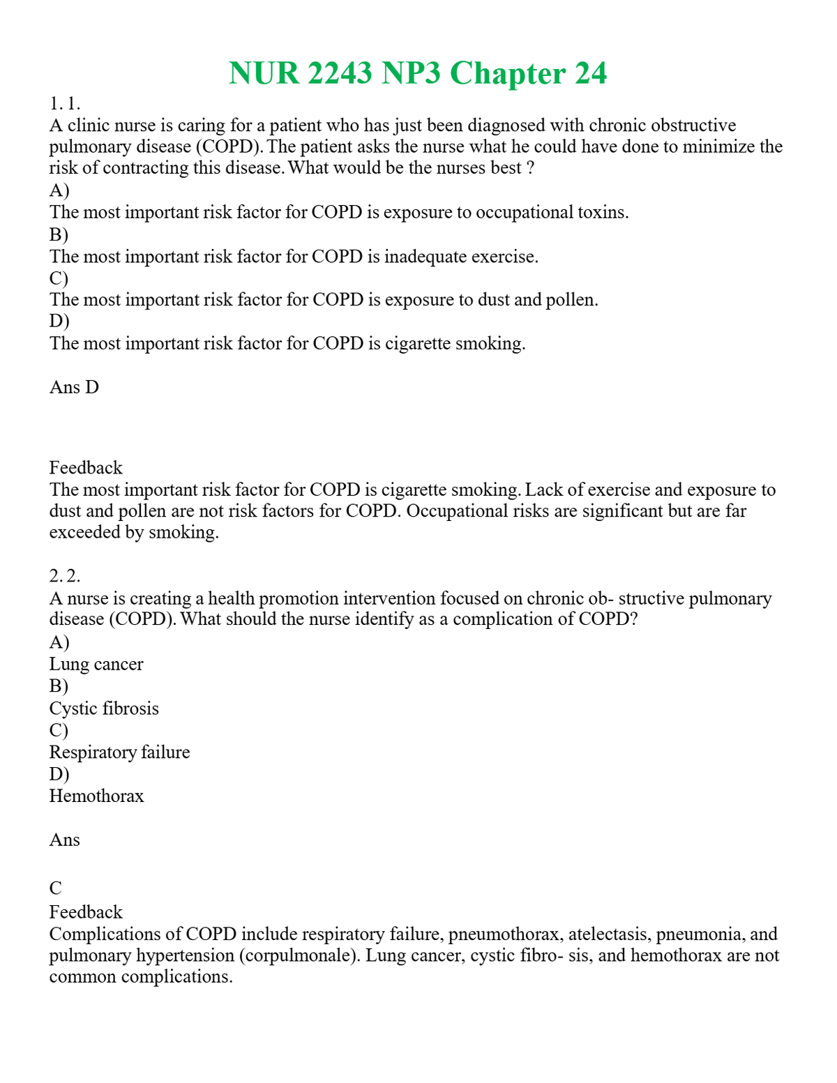 NUR 2243 NP3 CHAPTER 24 | GRADED A+ QUESTIONS & ANSWERS