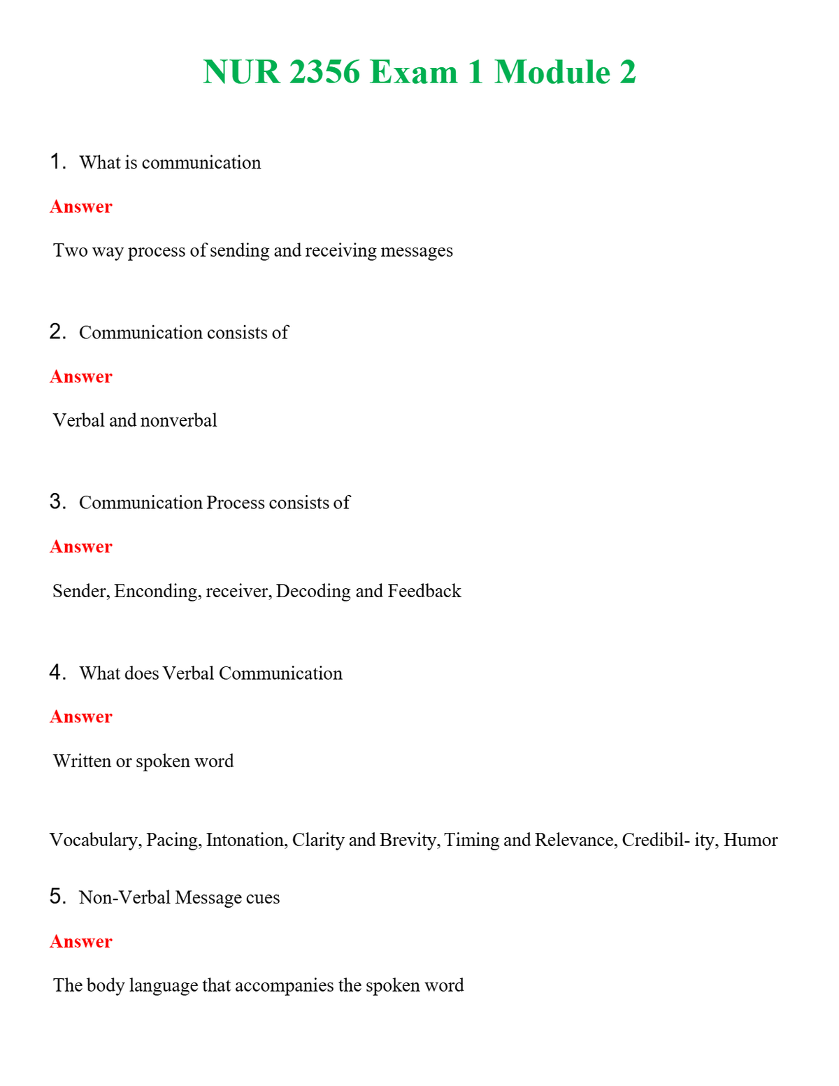 NUR 2356 EXAM 1 MODULE 2 | A+ RATED GUIDE | QUESTIONS AND ANSWERS (SOLVED)
