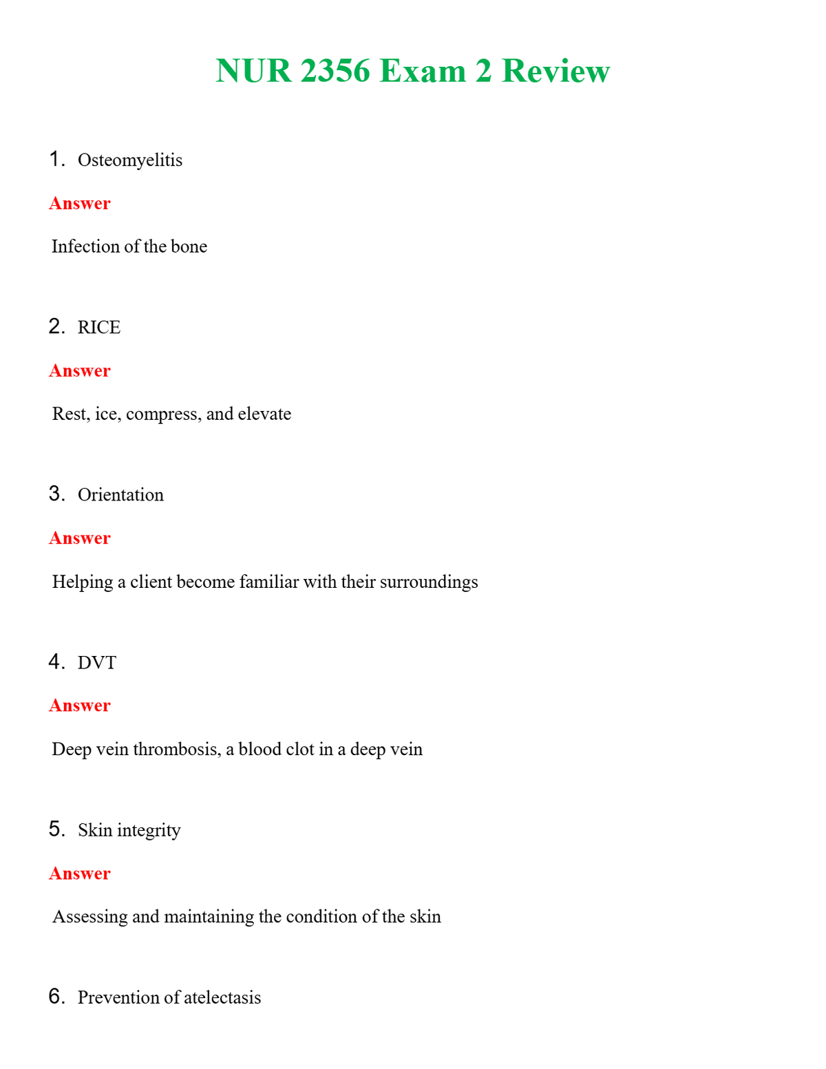 NUR 2356 EXAM 2 REVIEW | QUESTIONS & ANSWERS (SOLVED)