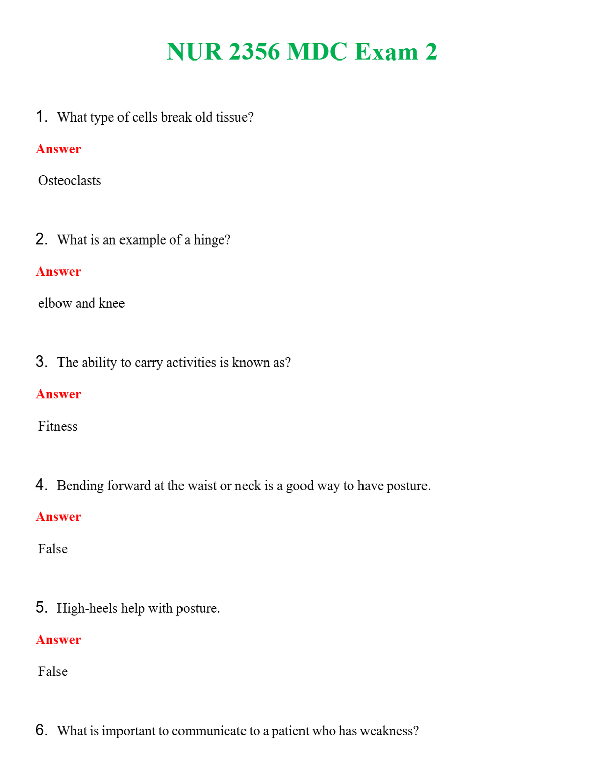 NUR 2356 MDC EXAM 2 | A+ RATED GUIDE | QUESTIONS AND ANSWERS (SOLVED)