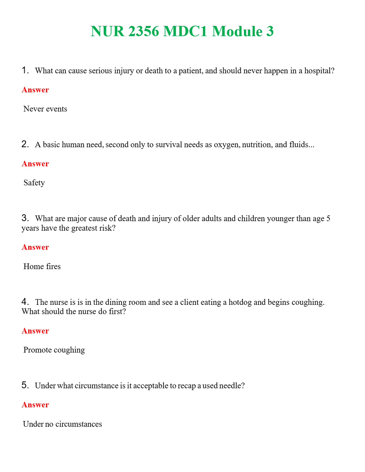 NUR 2356 MDC1 MODULE 3 | PASSED | A+ RATED GUIDE | NEW FULL EXAM