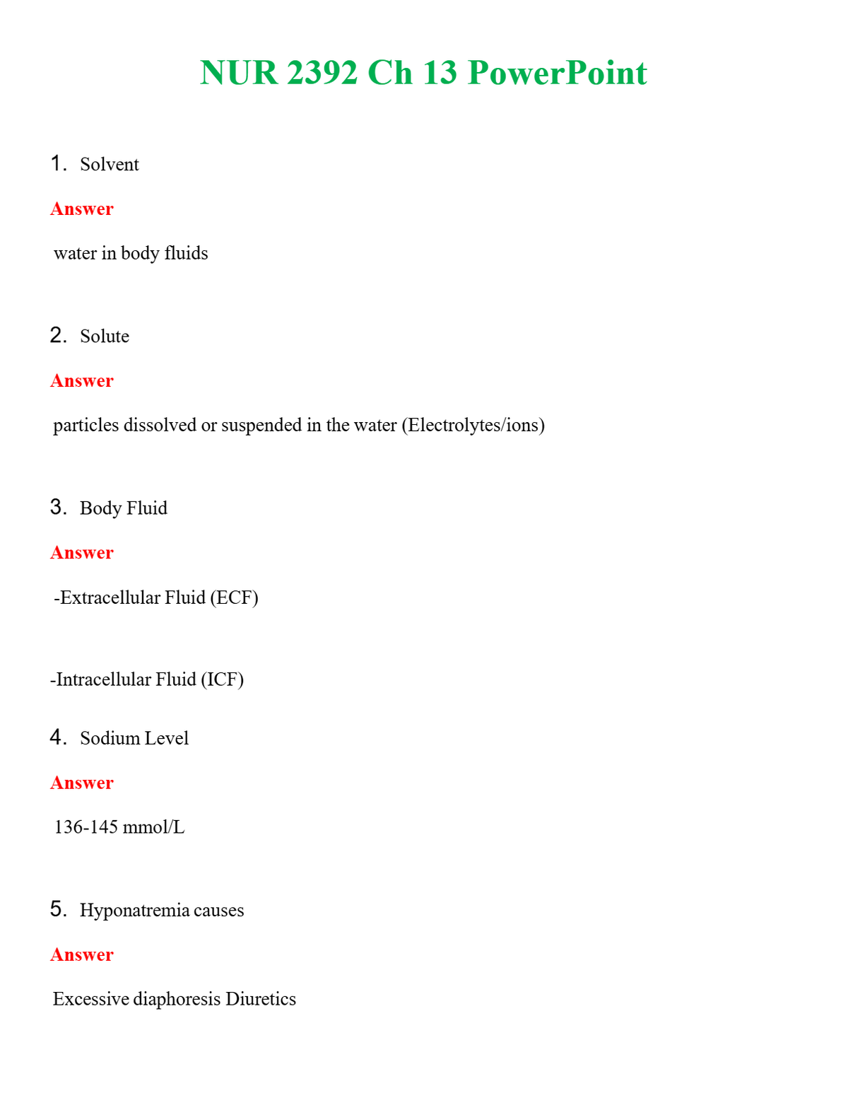 NUR 2392 CH 13 POWERPOINT | ALL Q&AS BRAND NEW GUARANTEED A+++