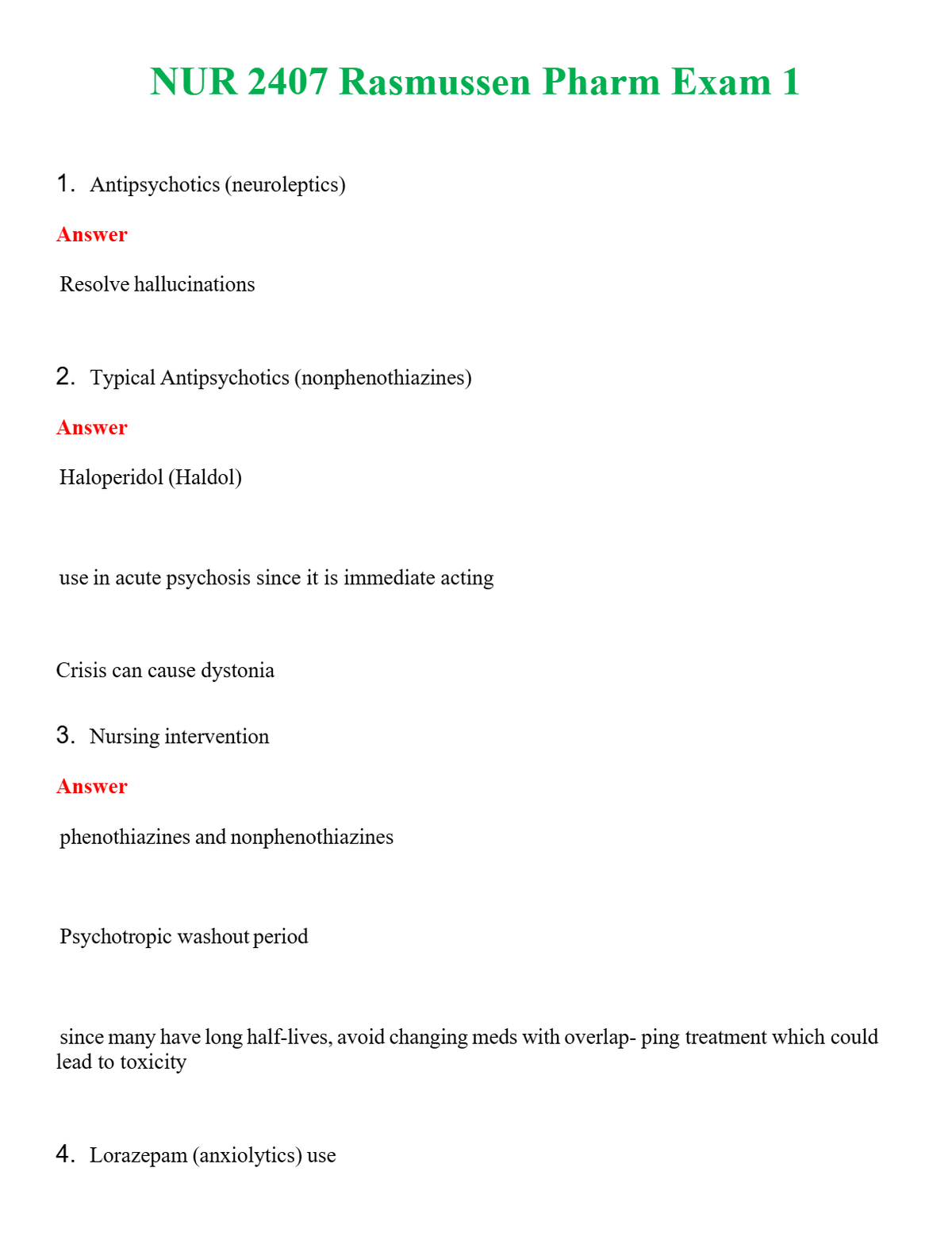 NUR 2407 RASMUSSEN PHARM EXAM 1 | WITH 100% VERIFIED ANSWERS