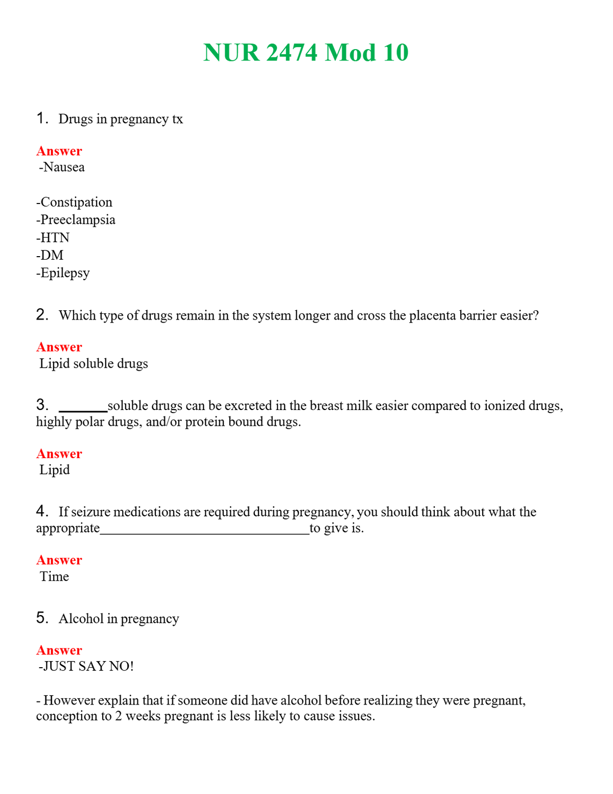 NUR 2474 MOD 10 | PASSED | A+ RATED GUIDE | NEW FULL EXAM