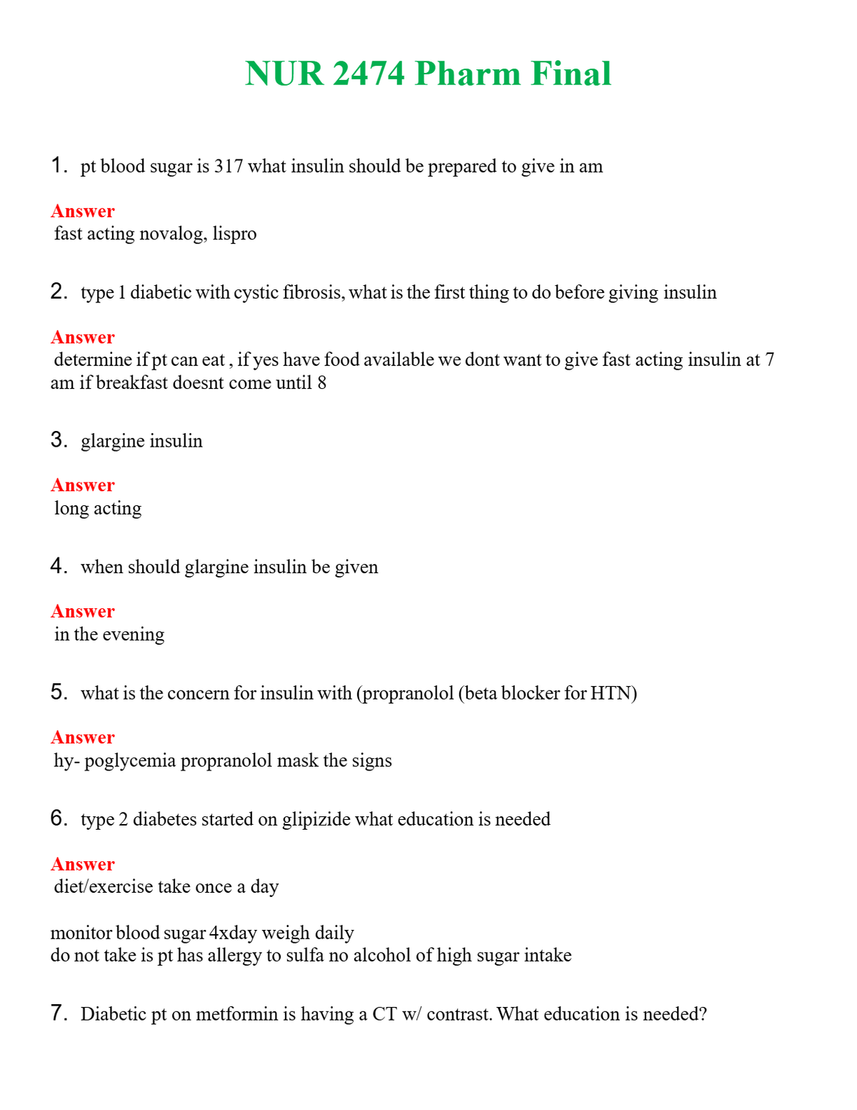 NUR 2474 PHARM FINAL | A+ RATED GUIDE | QUESTIONS AND ANSWERS (SOLVED)
